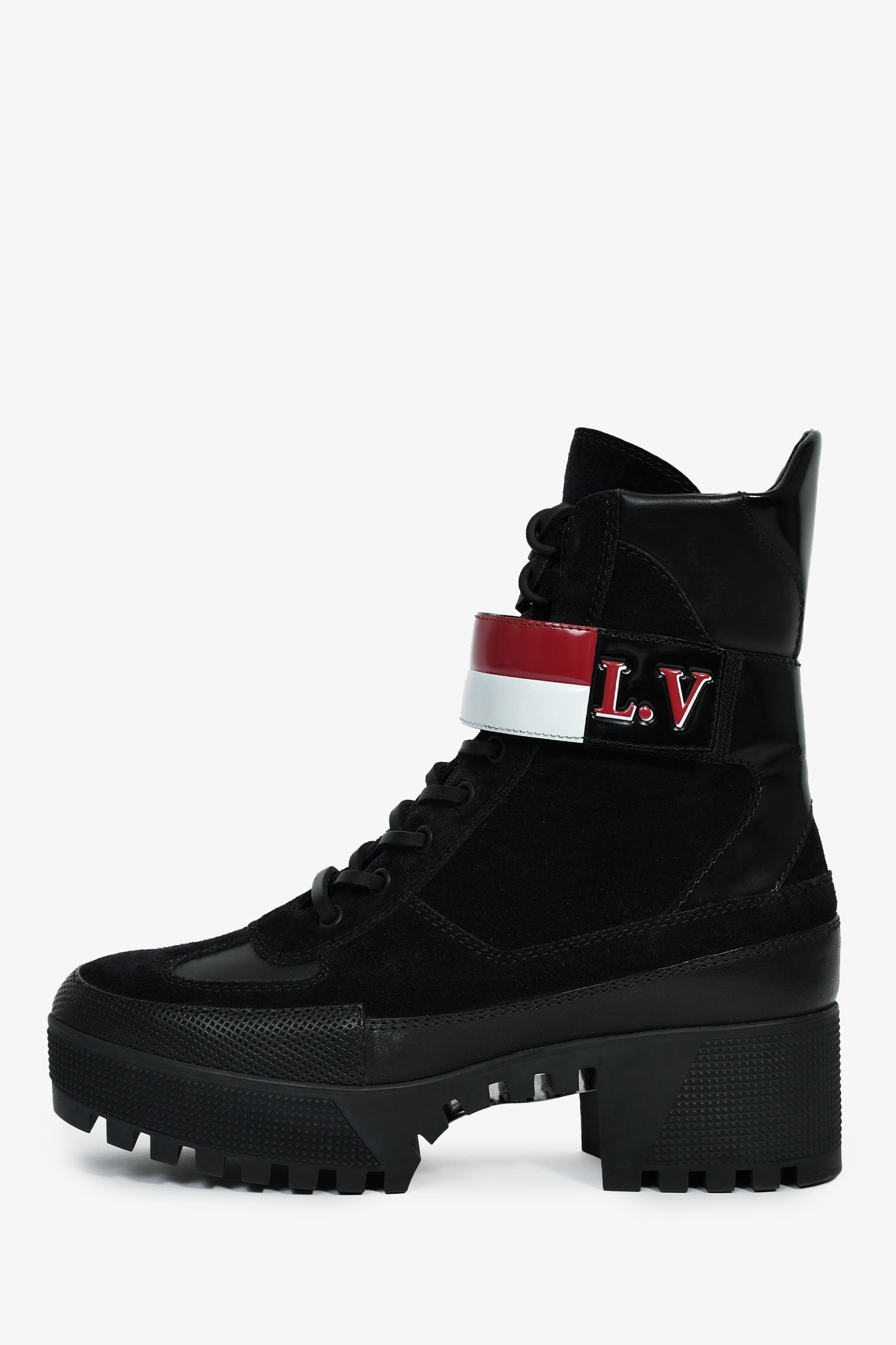 Louis Vuitton Blue/Black Leather Monogram Laureate Boots Size 38