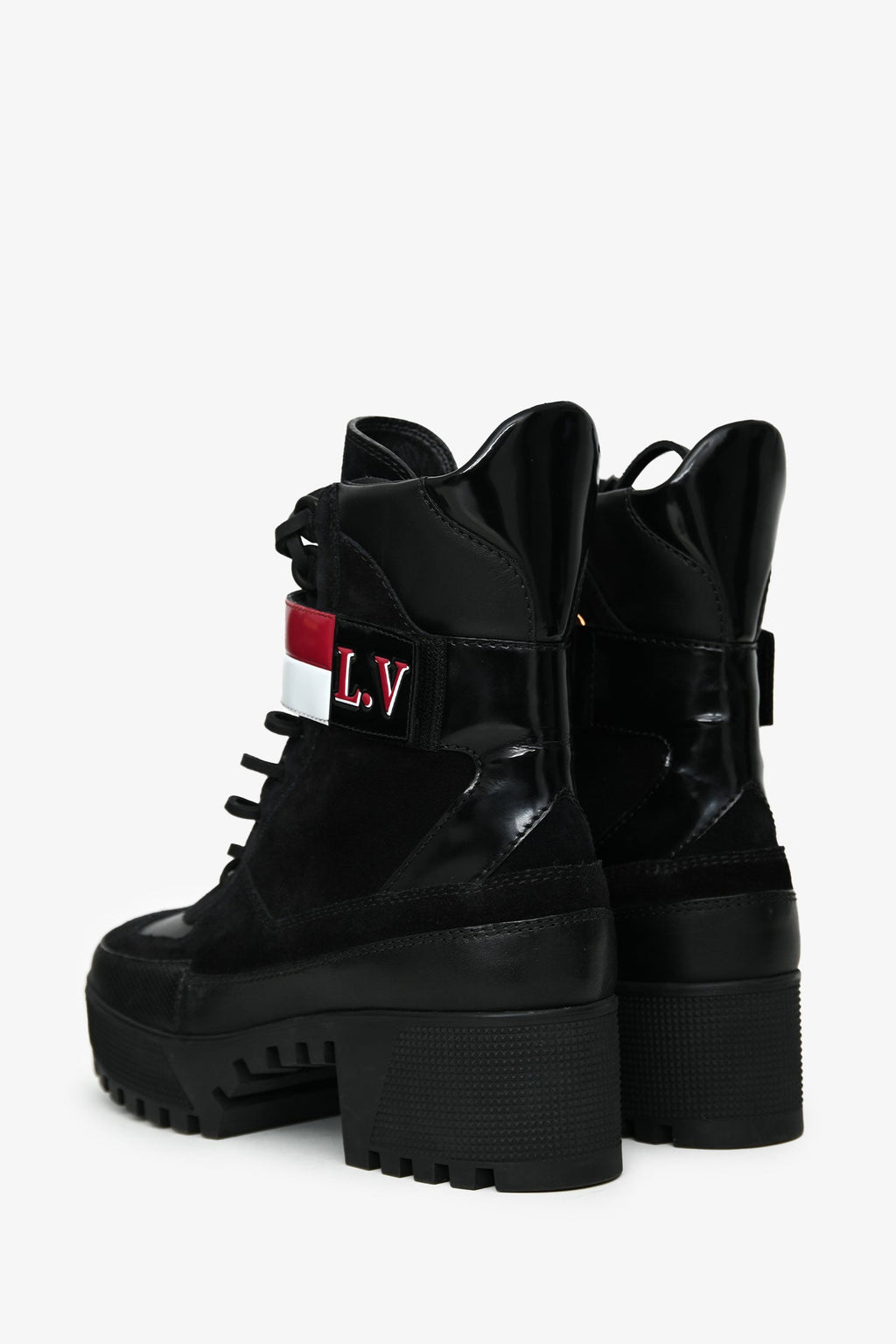 Louis Vuitton Black Suede Striped Combat 'Laureate' Boots Size 38