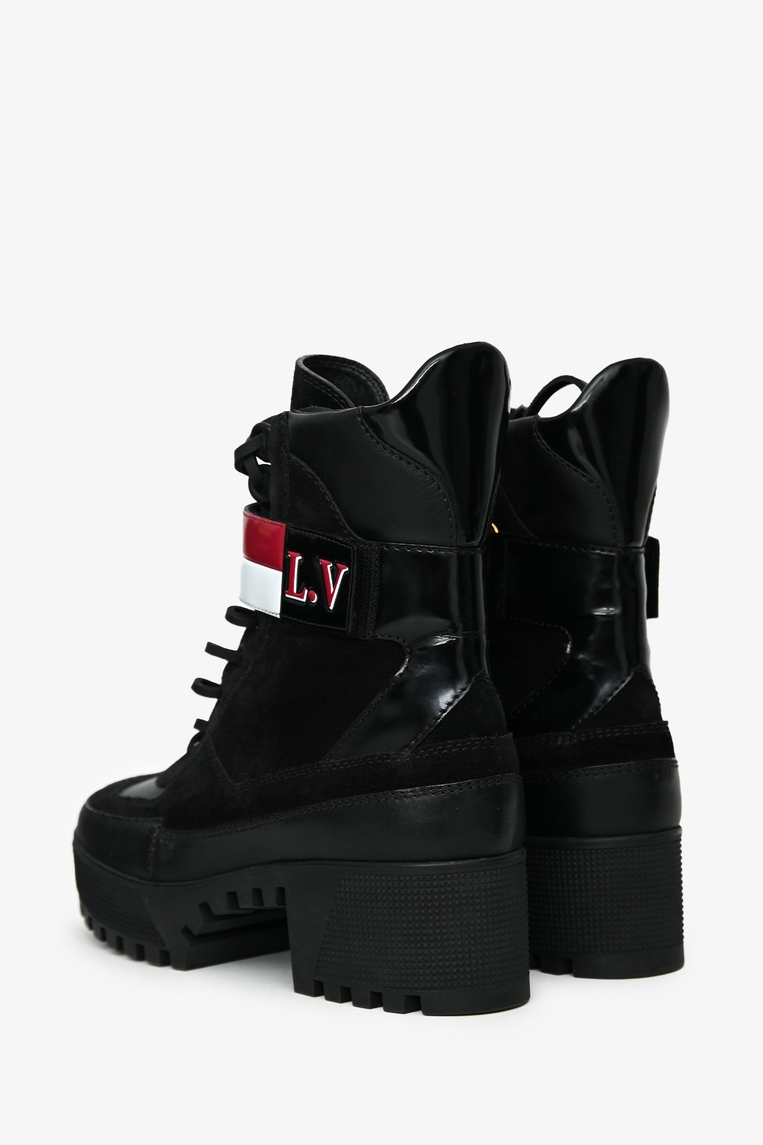 Louis Vuitton Black Suede Striped Combat 'Laureate' Boots Size 38
