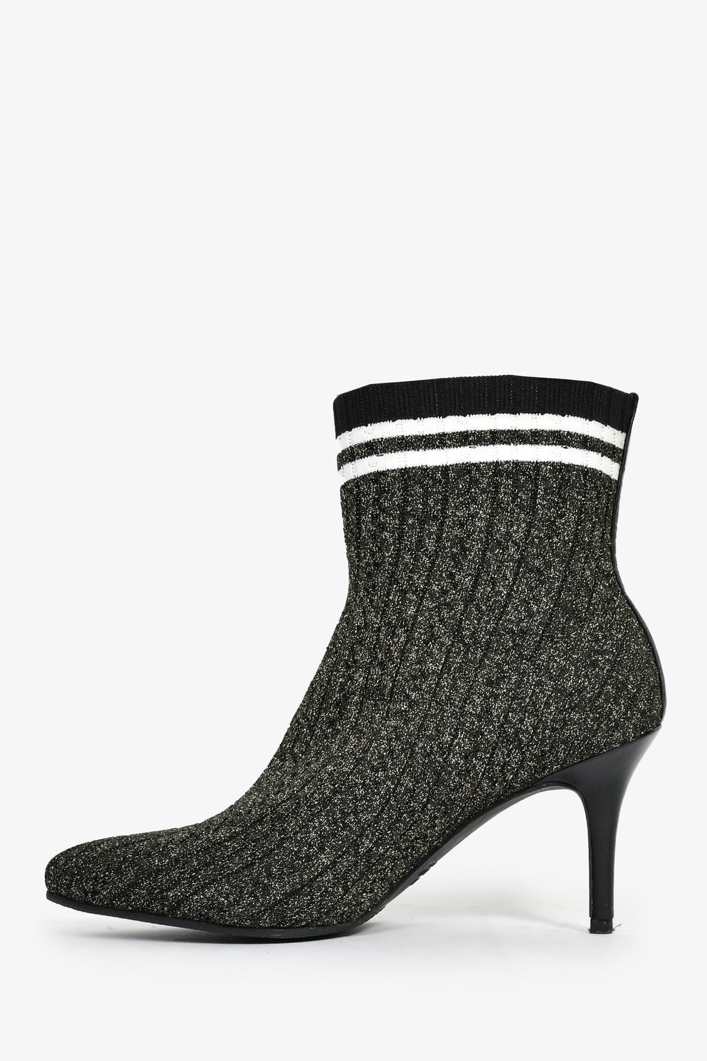 Stuart Weitzman Metallic Gold Knit Heeled Sock Booties Size 37.5