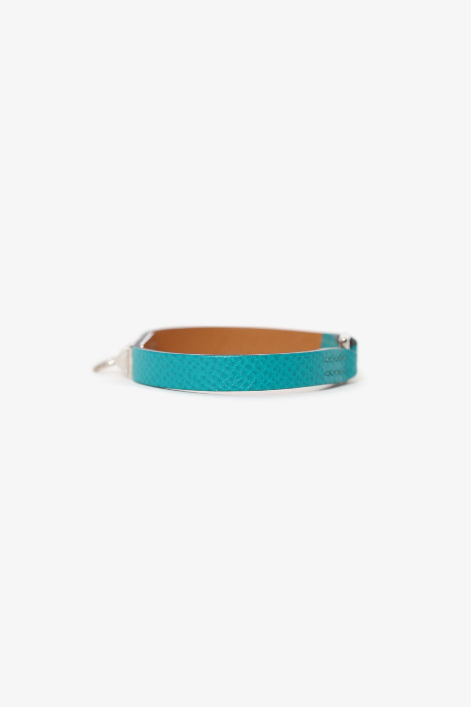 Hermès Blue Leather Rivale Mini Bracelet