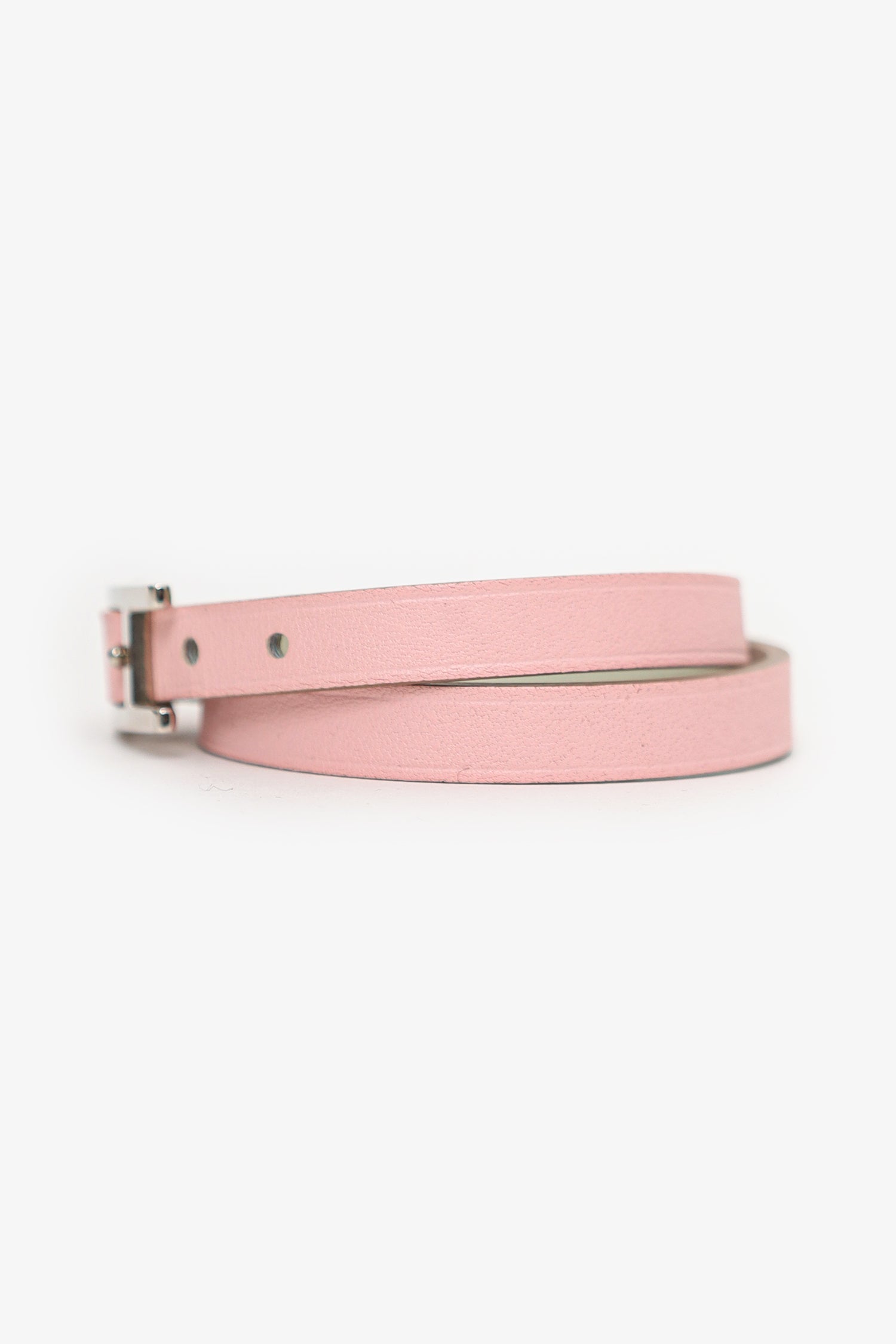 Hermès Pink Swift Leather Behapi Double Tour Bracelet