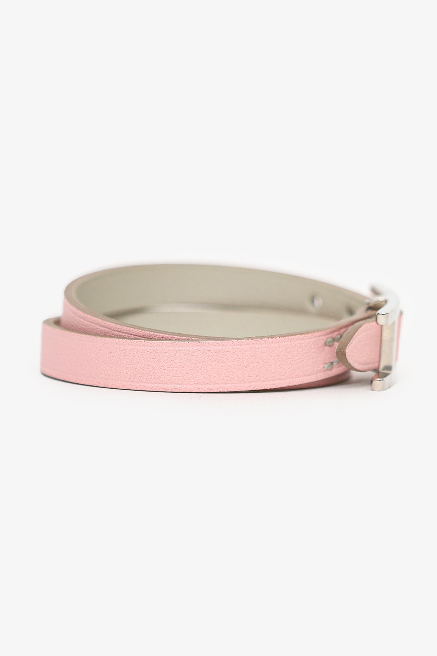 Hermès Pink Swift Leather Behapi Double Tour Bracelet