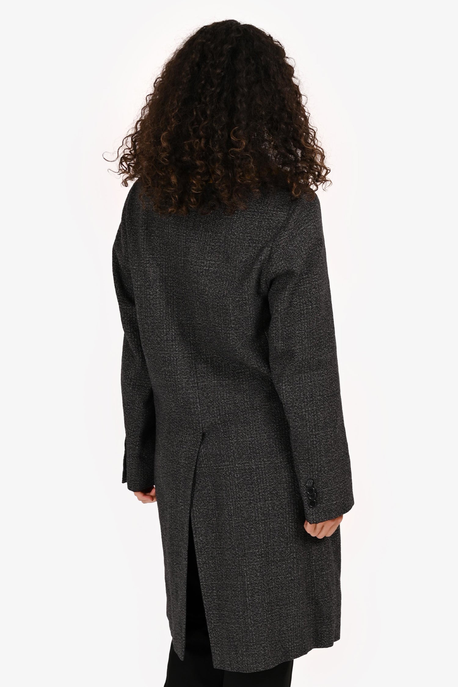 Plan C Grey/Yellow Wool/Cotton Blend Single Breasted Coat Size 36