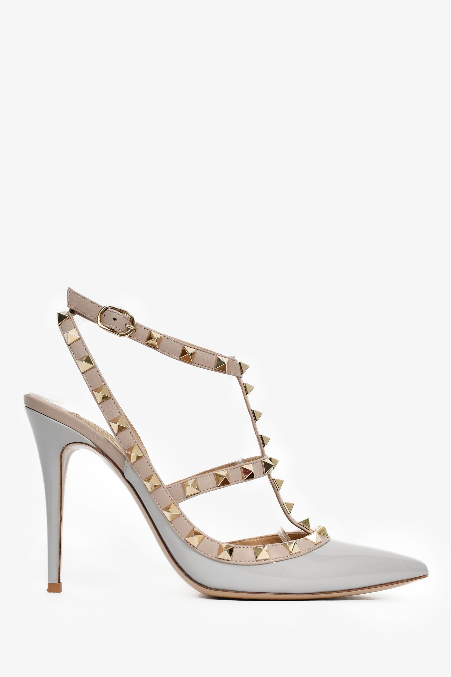 Valentino Grey Patent Rockstud Cage Heels Size 39.5