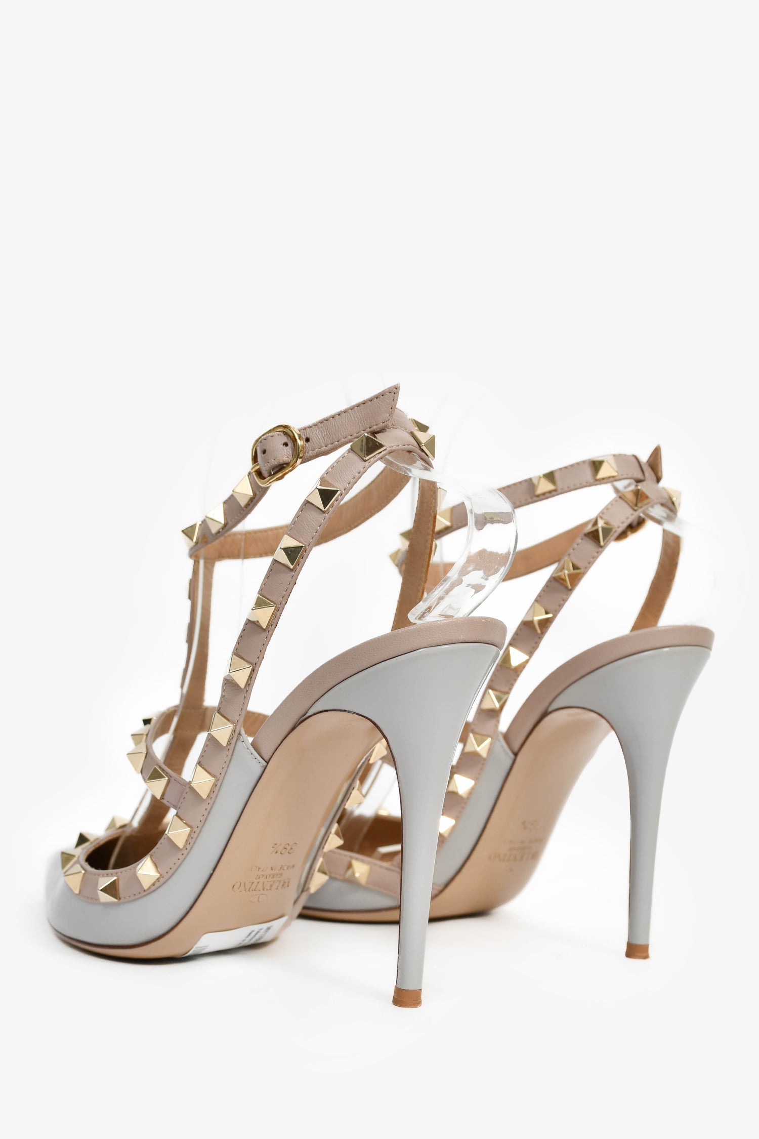 Valentino Grey Patent Rockstud Cage Heels Size 39.5
