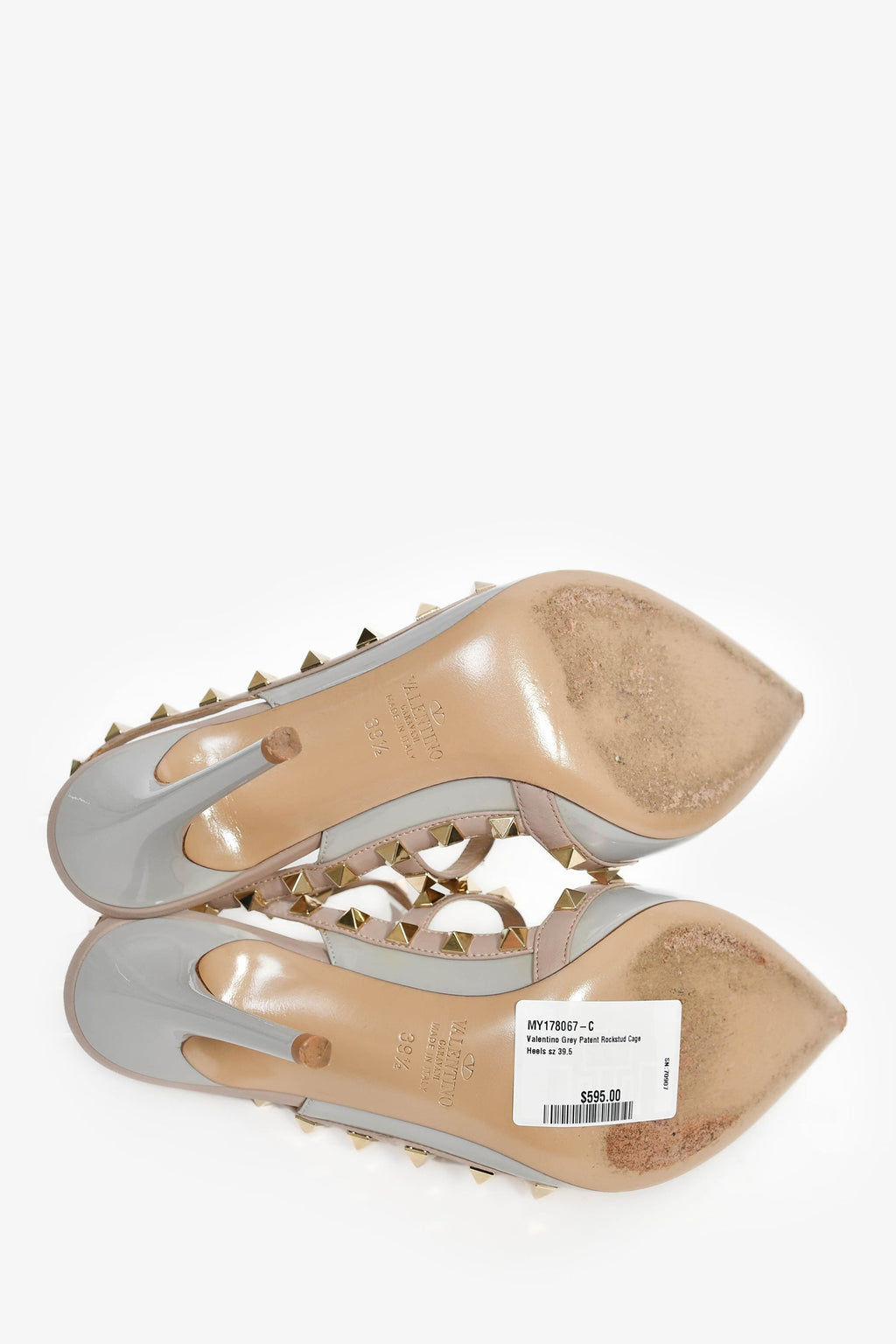 Valentino Grey Patent Rockstud Cage Heels Size 39.5