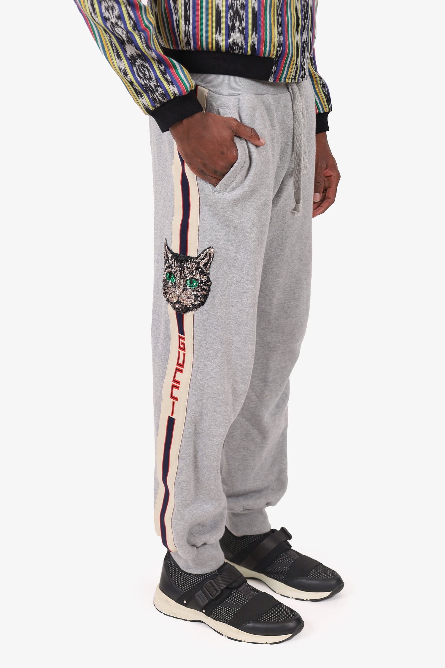 Gucci Grey Cat Sweatpants Size L Mens