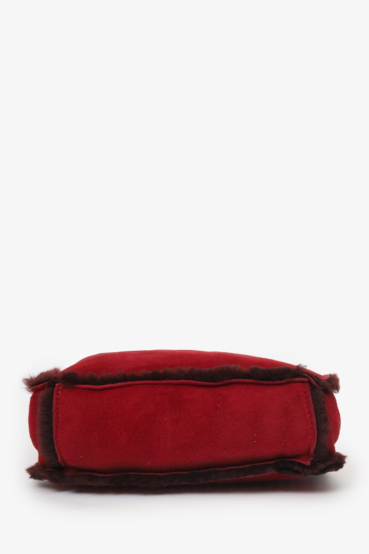 Pre-Loved Chanel™ 1997-99 Red Suede Fur Trimmed Mini Tote