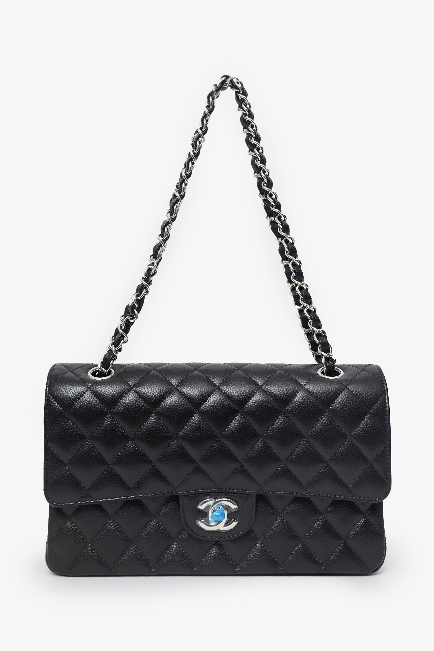 Pre-Loved Chanel™ 2024 Black Caviar SHW Medium Double Flap