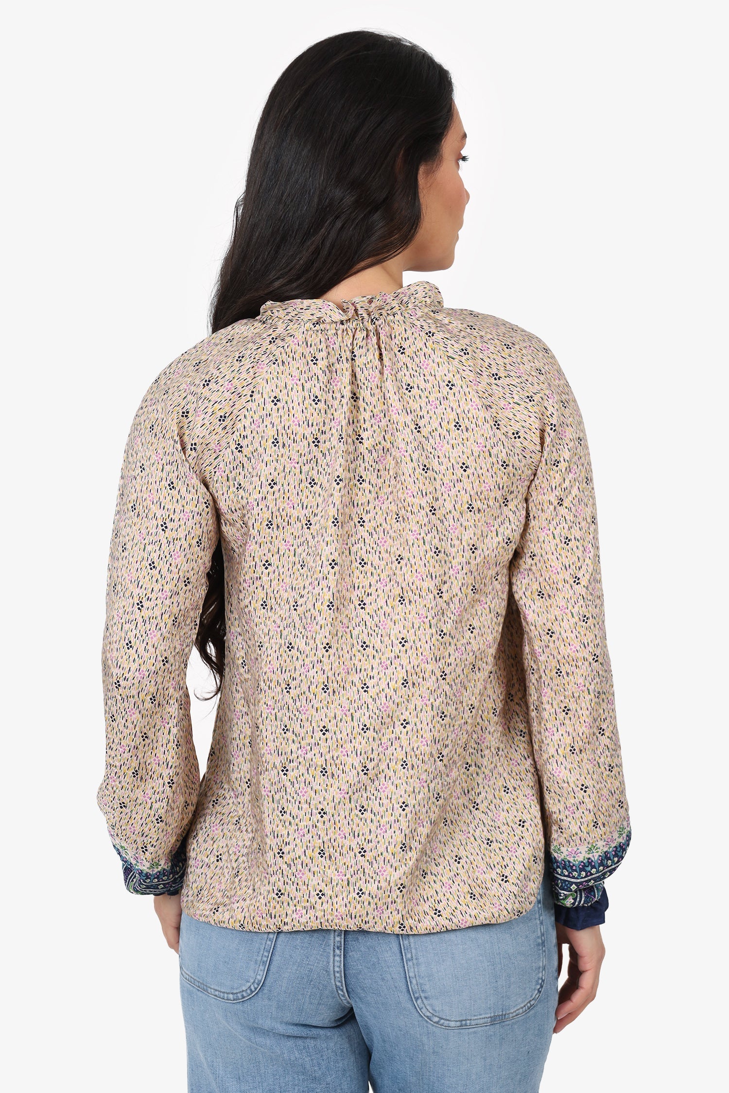 Veronica Beard Cream/Multi Silk Printed Blouse Size 2