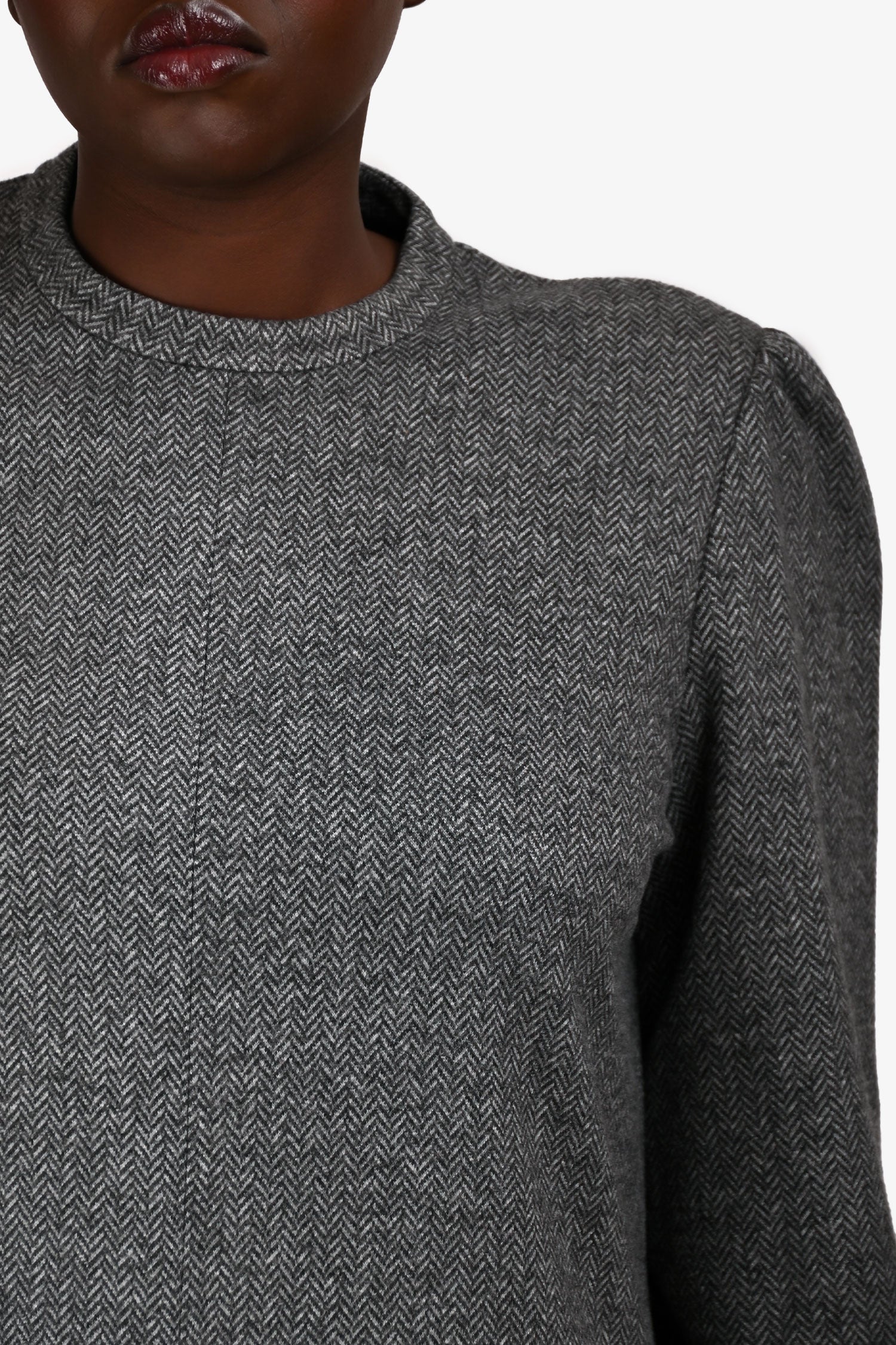 Weekend Max Mara Grey Herringbone Long Sleeve Dress Size XL