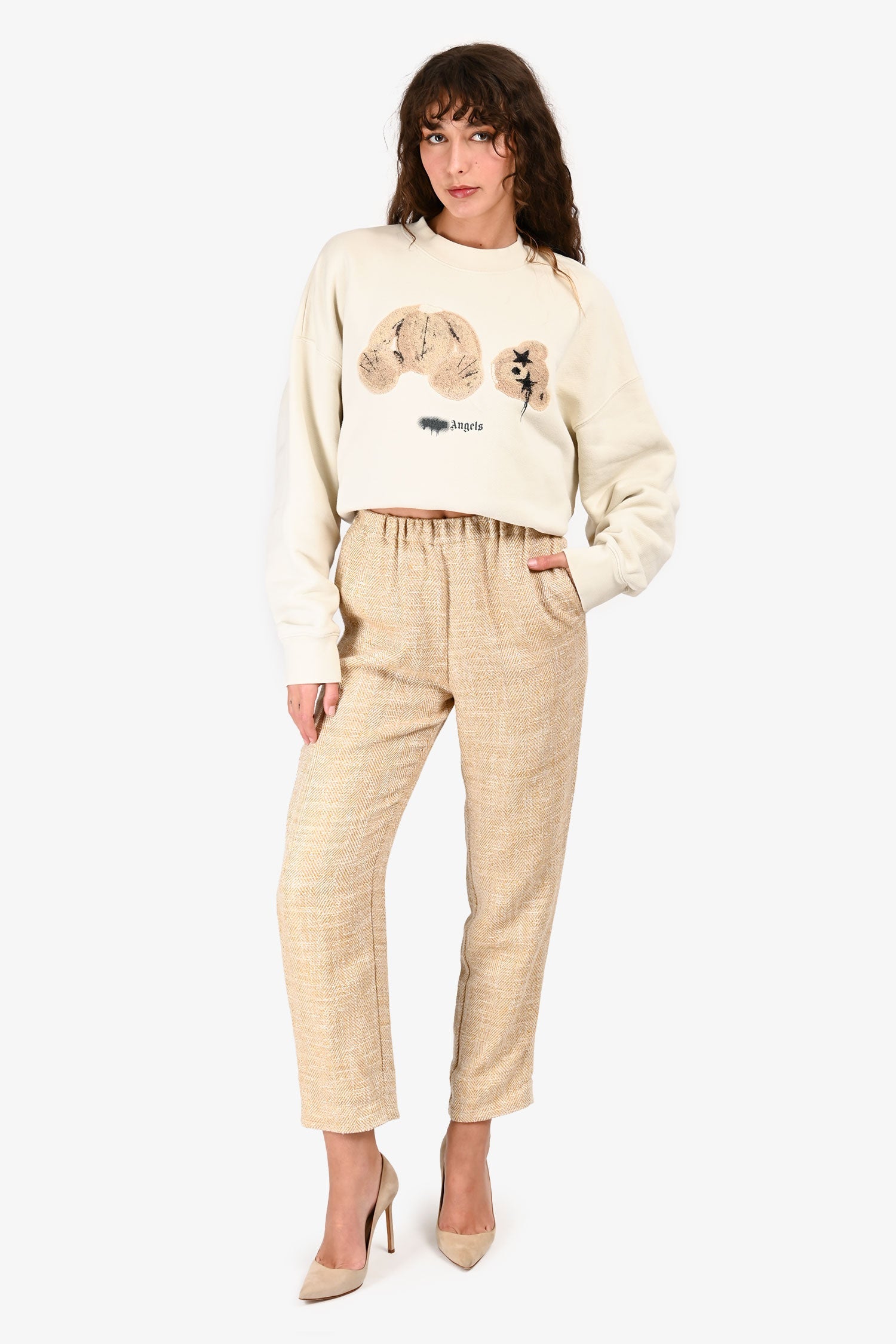 Forte Forte Cream Tweed Linen Blend Pants Size 0