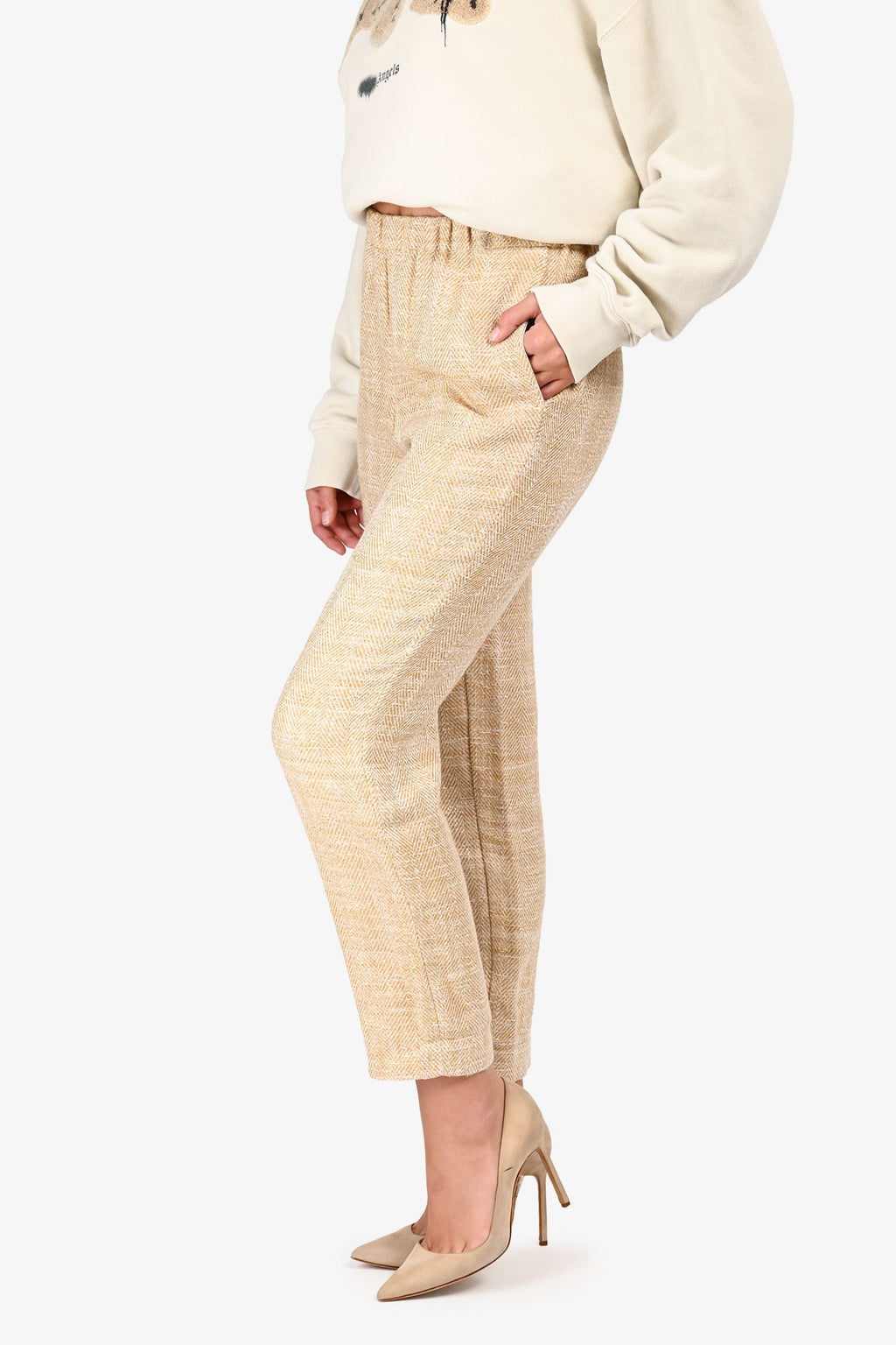 Forte Forte Cream Tweed Linen Blend Pants Size 0