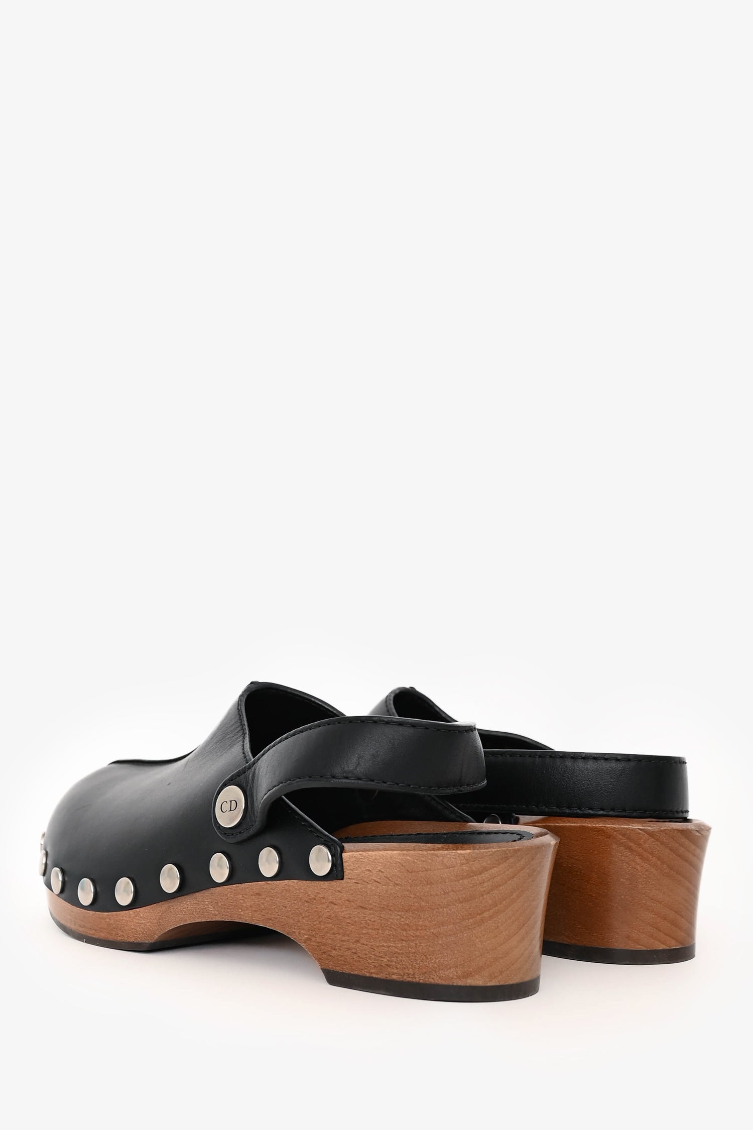 Christian Dior Black Leather Diorquake Clogs Size 37