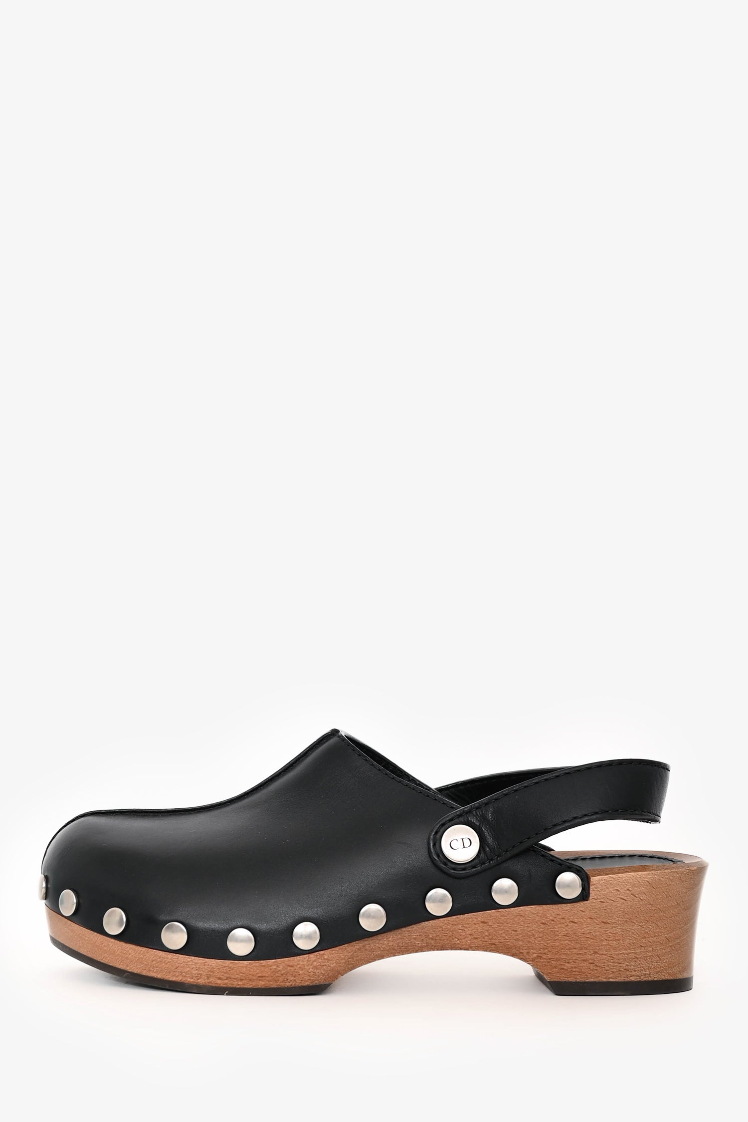 Christian Dior Black Leather Diorquake Clogs Size 37