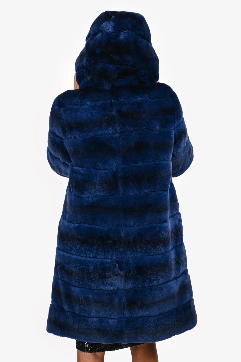 Yves Salomon Blue Rabbit Fur Reversible Down Coat Size 36