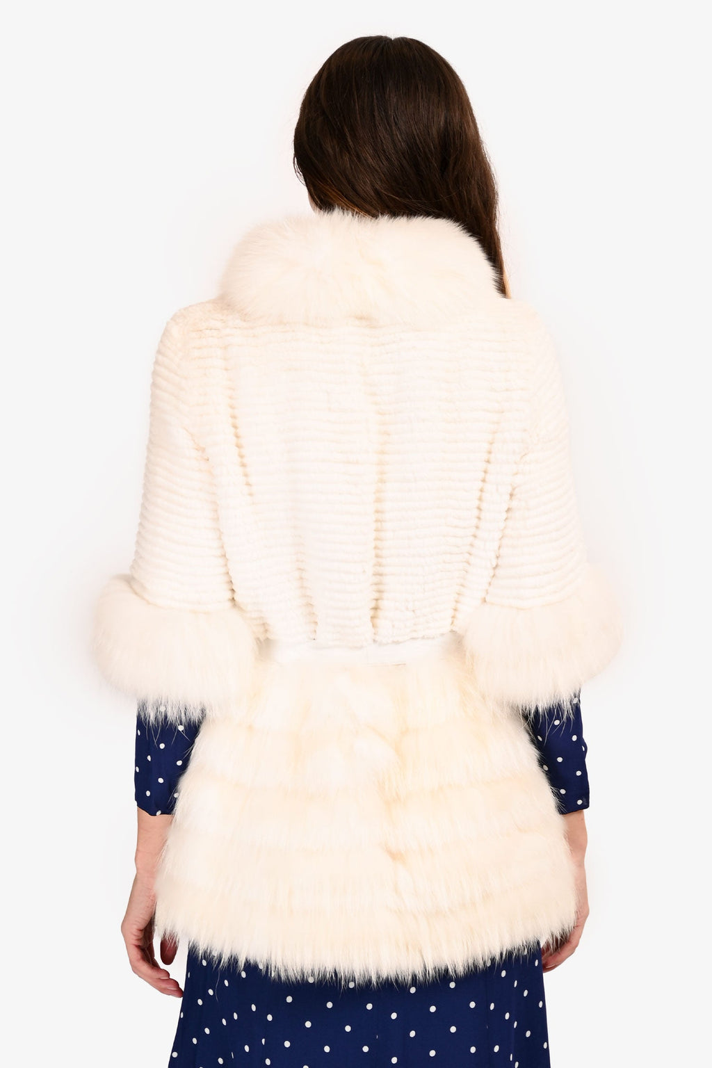 Vintage White Racoon Fur Zip Up Coat Size M