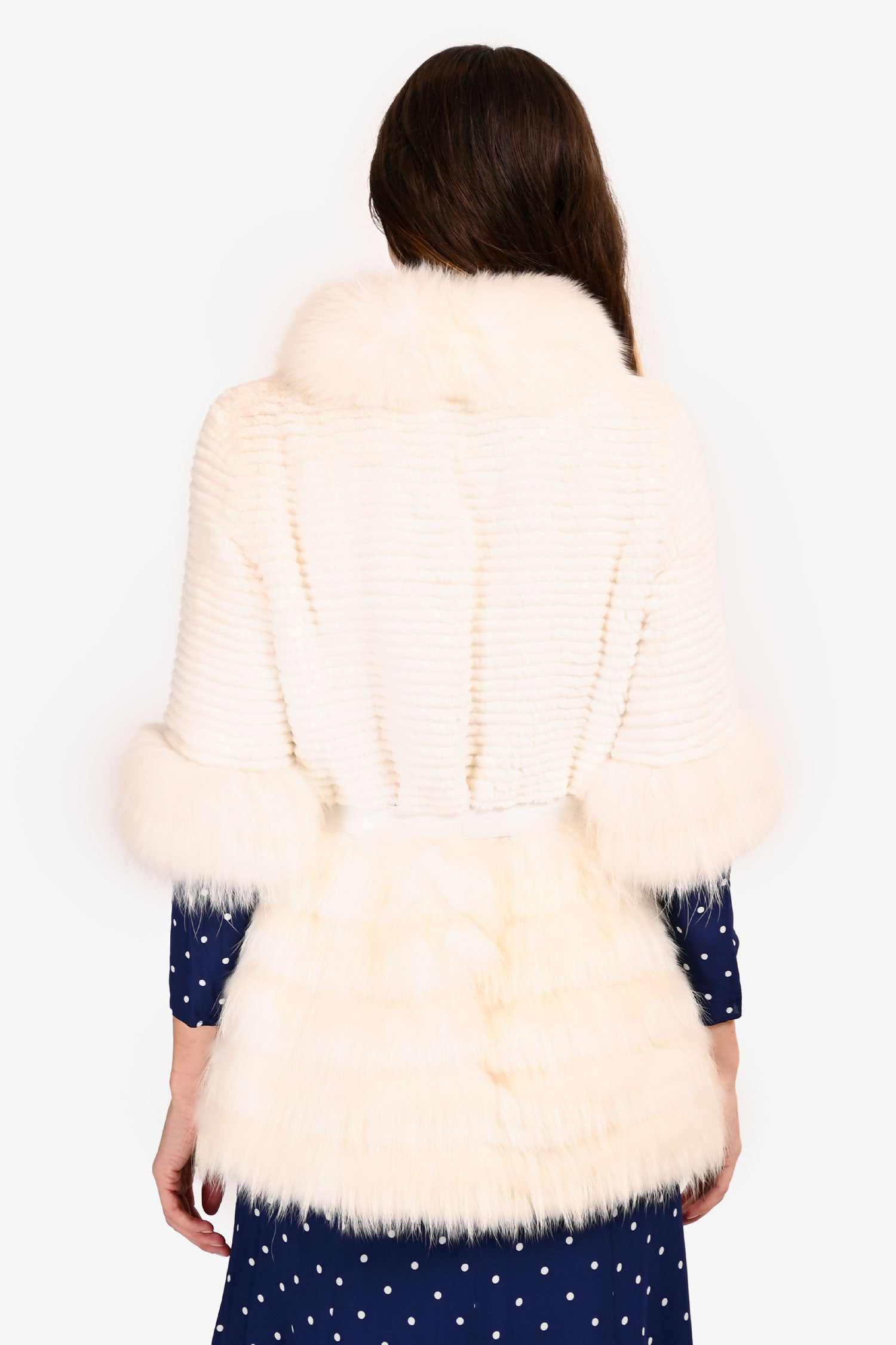 Vintage White Racoon Fur Zip Up Coat Size M