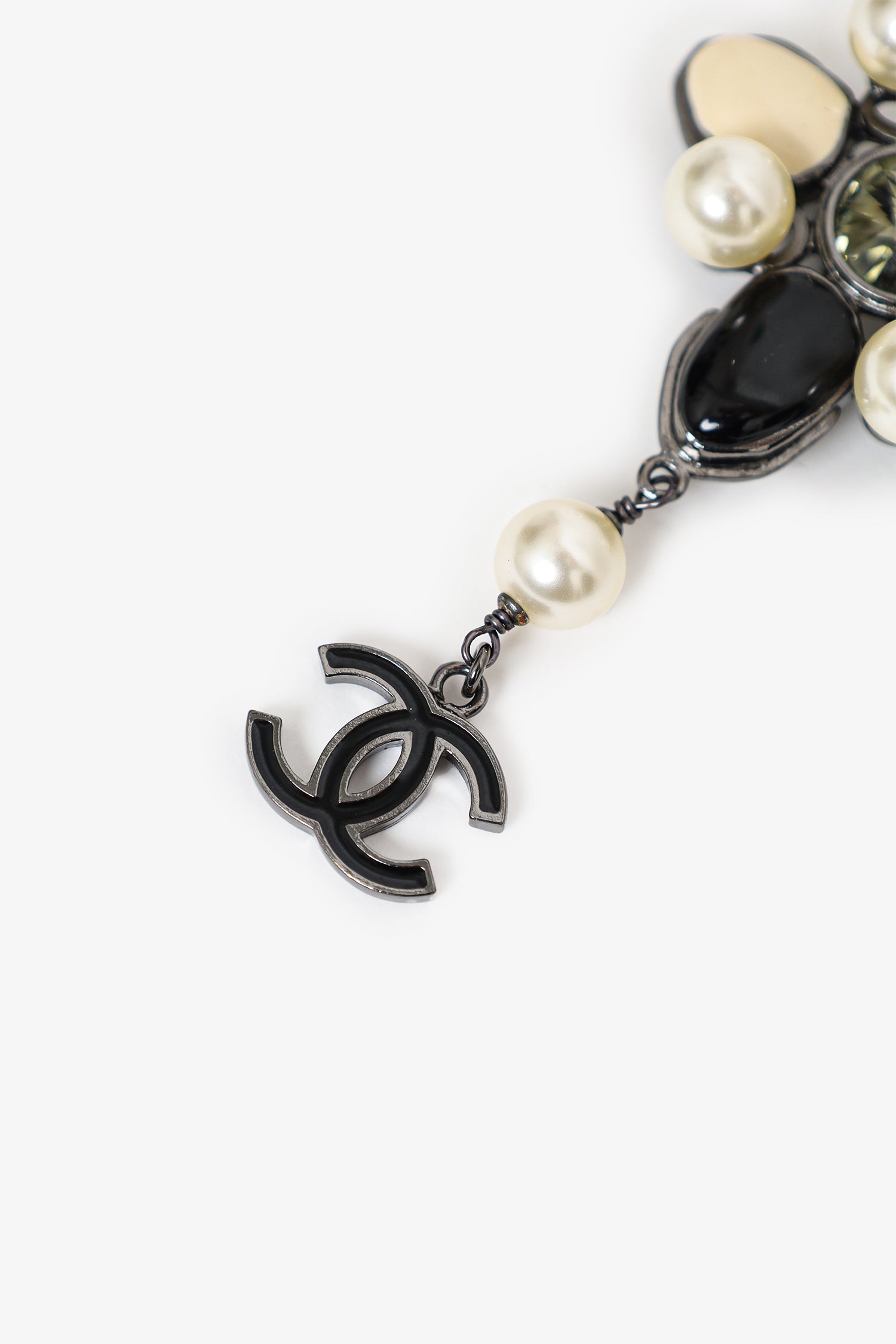 Pre-Loved Chanel™ Bicolour CC Drop Cabochon Brooch