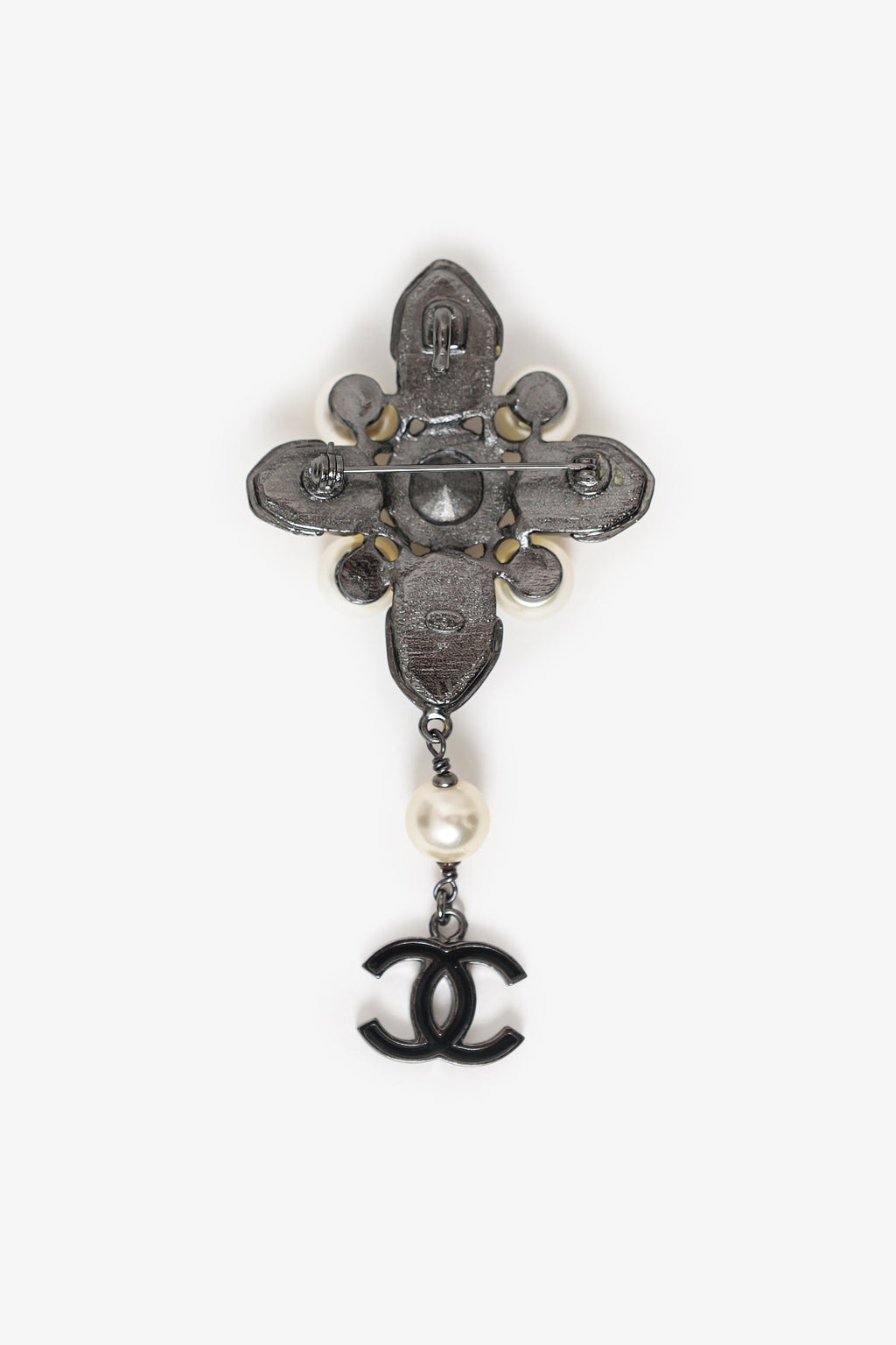 Pre-Loved Chanel™ Bicolour CC Drop Cabochon Brooch