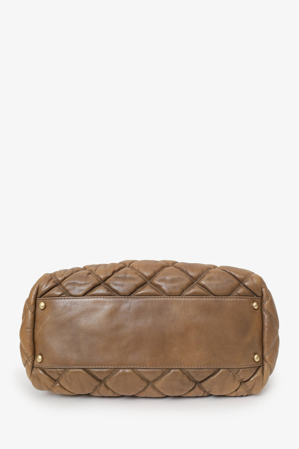 Pre-Loved Chanel™ 2006-08 Beige Lambskin Bubble Quilt Bowling Bag