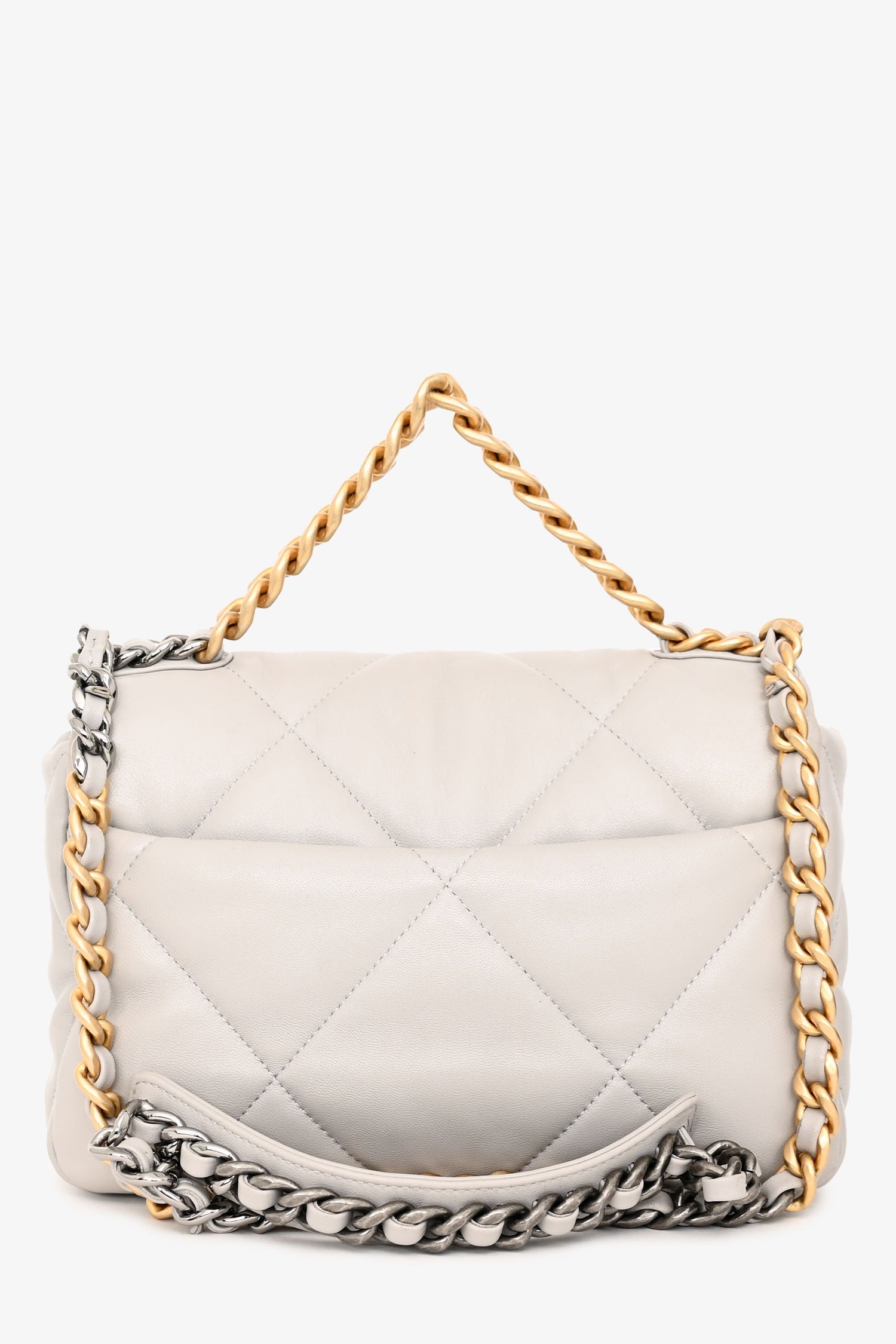 Pre-Loved Chanel™ Grey Shiny Lambskin Medium 19 Flap Bag