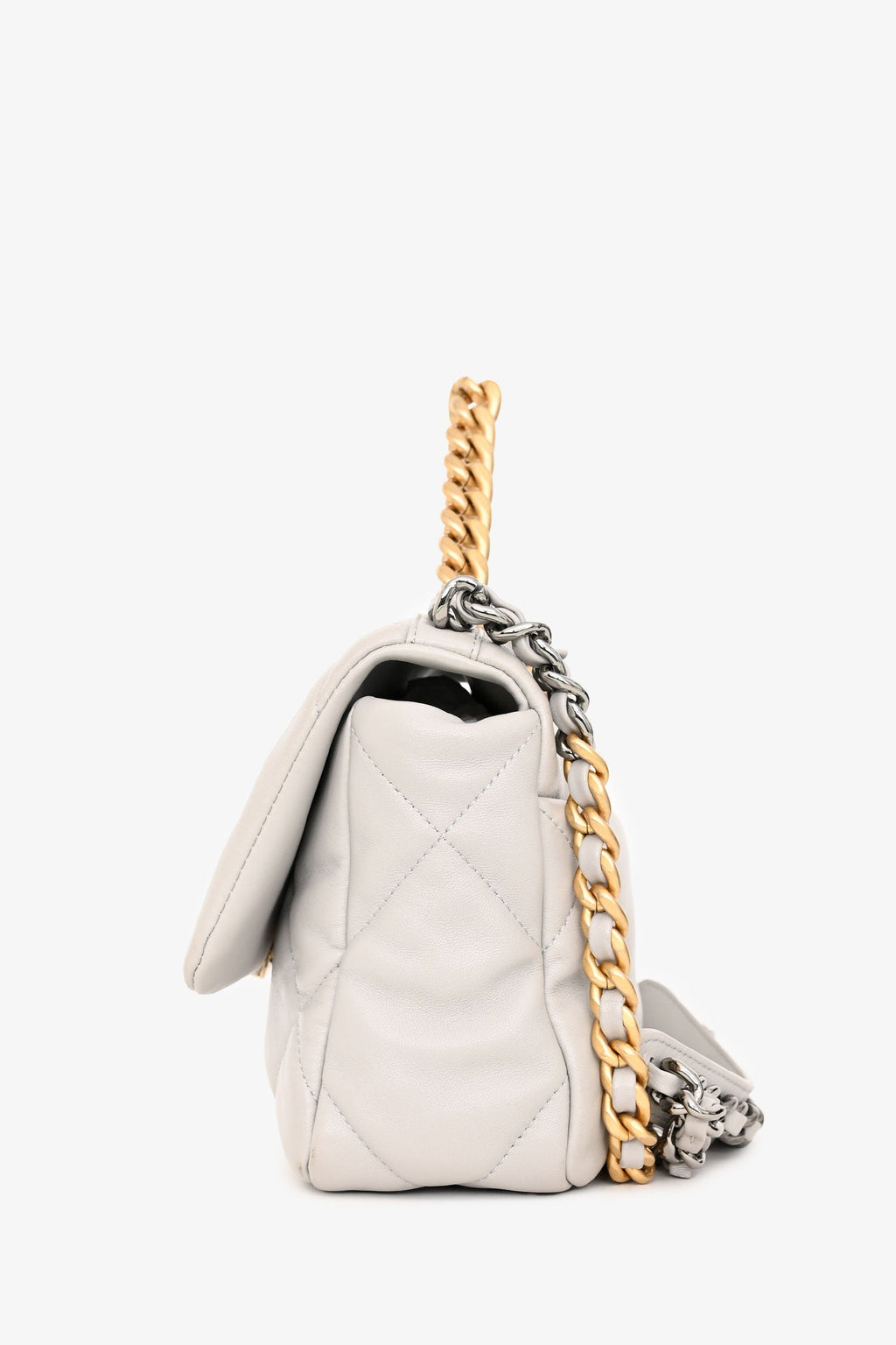 Pre-Loved Chanel™ Grey Shiny Lambskin Medium 19 Flap Bag