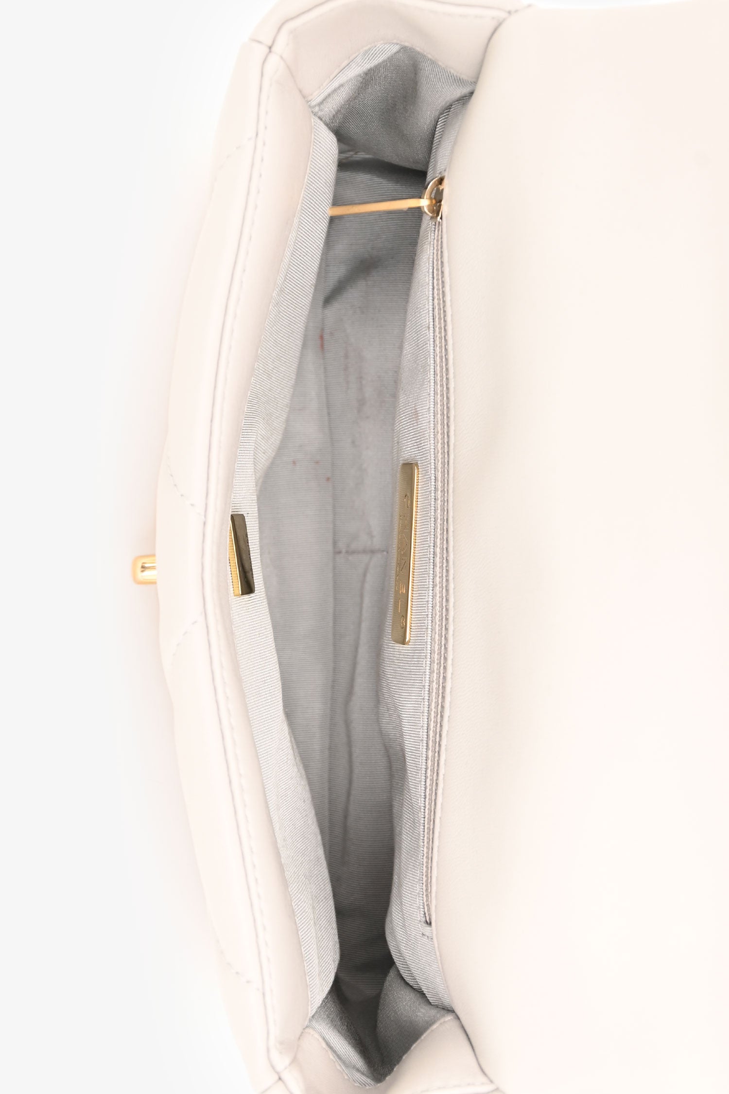Pre-Loved Chanel™ Grey Shiny Lambskin Medium 19 Flap Bag