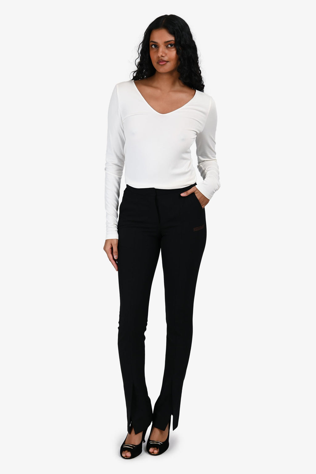 Off-White Black Wool Blend 'For The Nature' Slim Pants Size 36