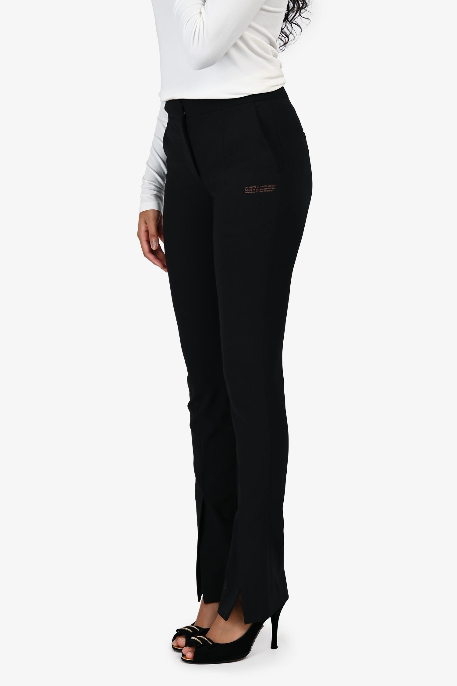 Off-White Black Wool Blend 'For The Nature' Slim Pants Size 36