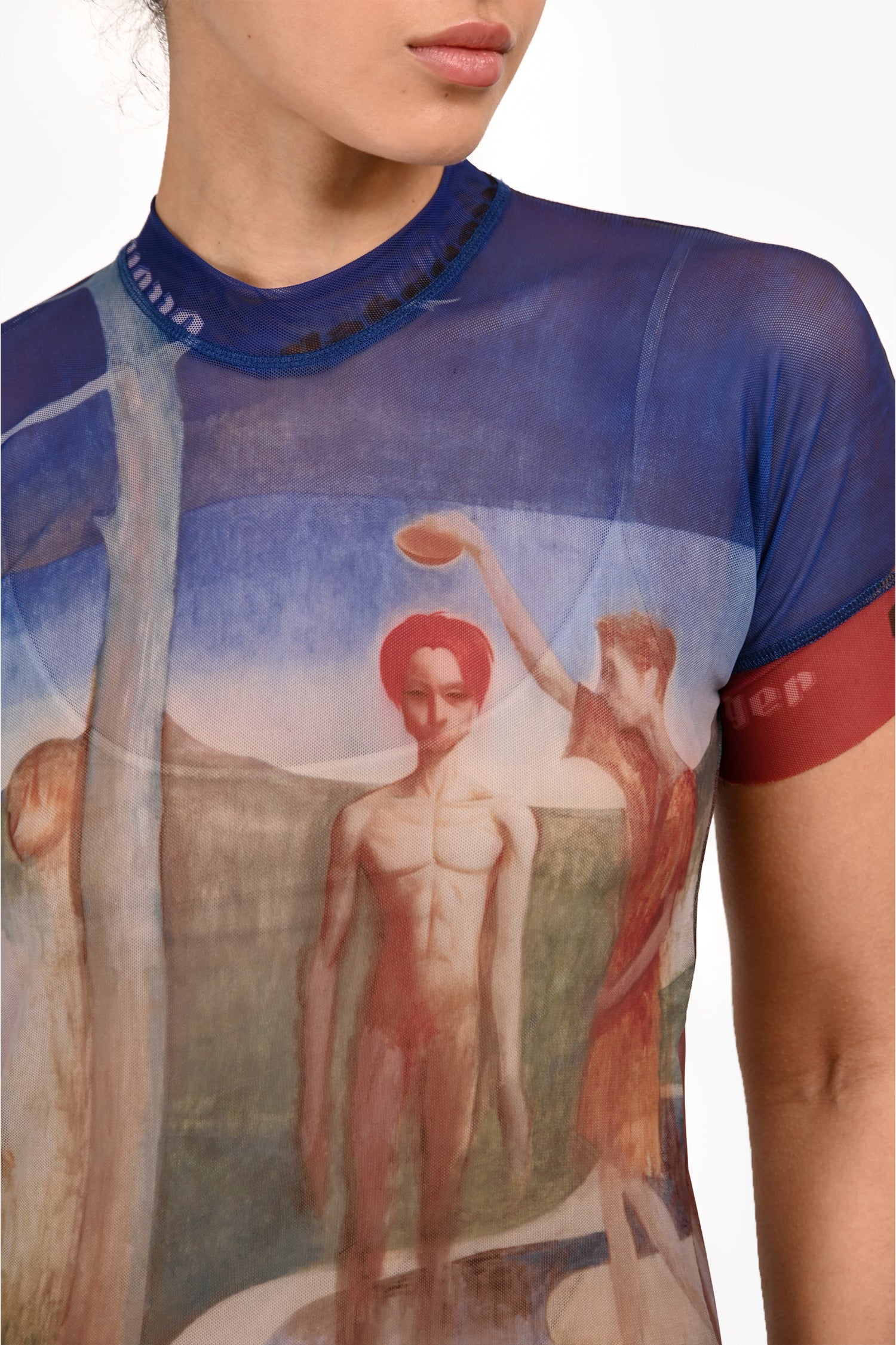 Ottolinger Blue/Red Mesh Graphic Short Sleeve Top Size XS