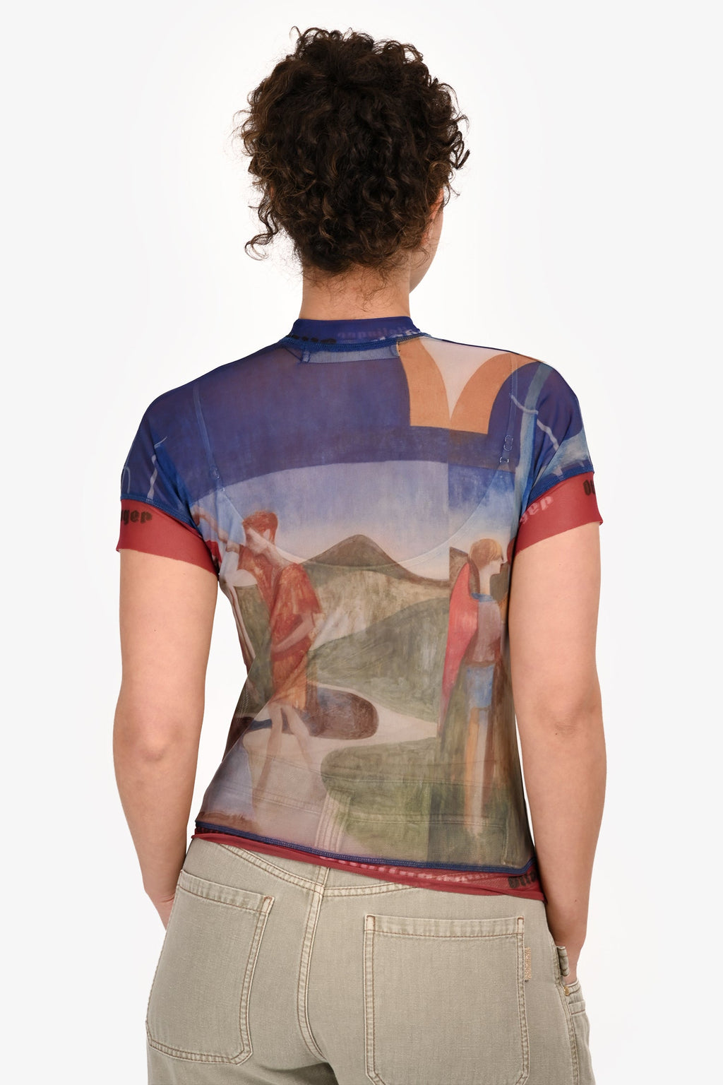 Ottolinger Blue/Red Mesh Graphic Short Sleeve Top Size XS