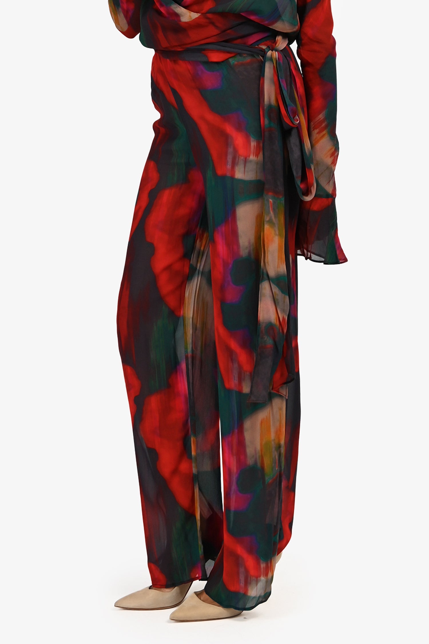 Rat & Boa Red/Green Printed Sheer Pants Size XXS