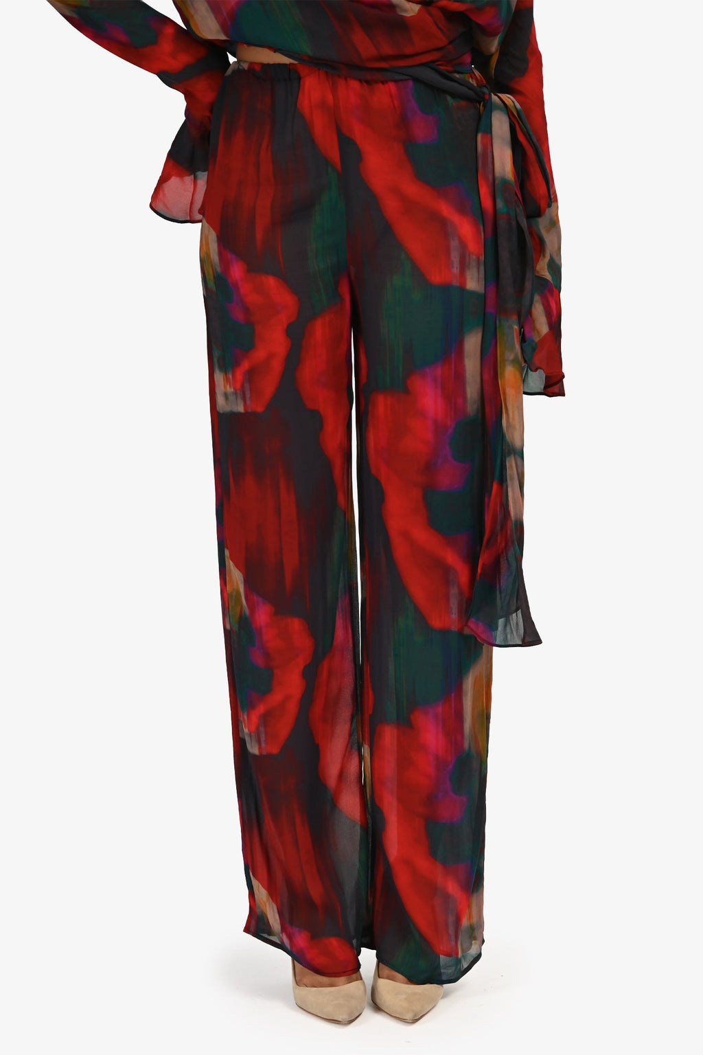 Rat & Boa Red/Green Printed Sheer Pants Size XXS