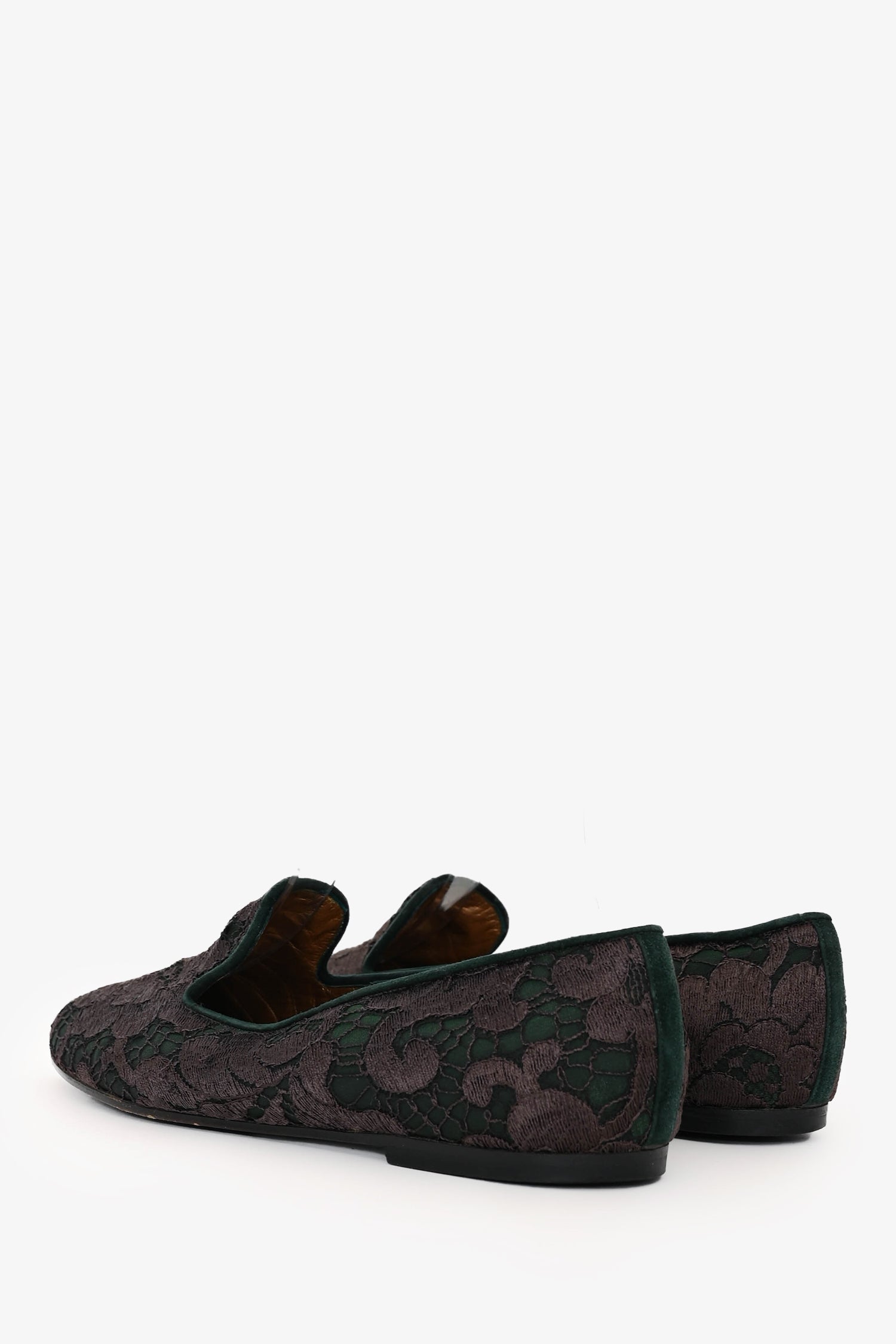 Diego Della Valle Green/Grey Lace Flats Size 6.5