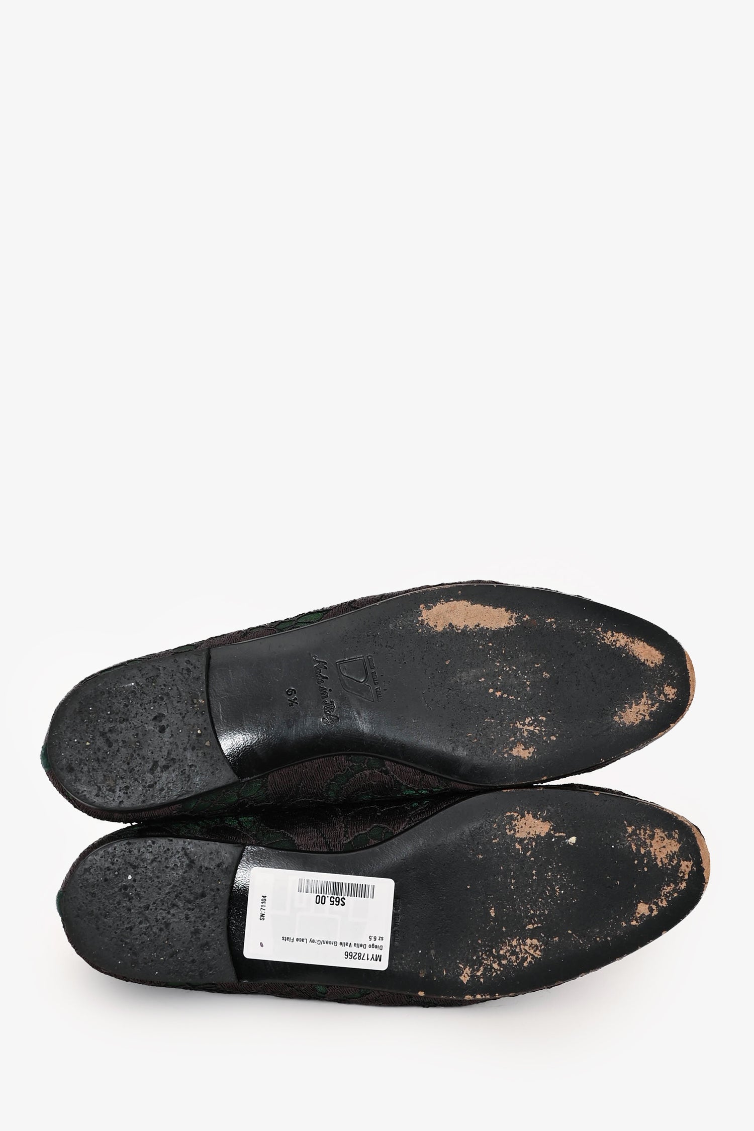 Diego Della Valle Green/Grey Lace Flats Size 6.5