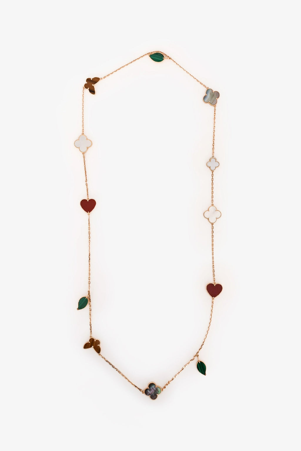 Van Cleef & Arpels 18K Yellow Gold Lucky Alhambra 12 Motifs Long Necklace