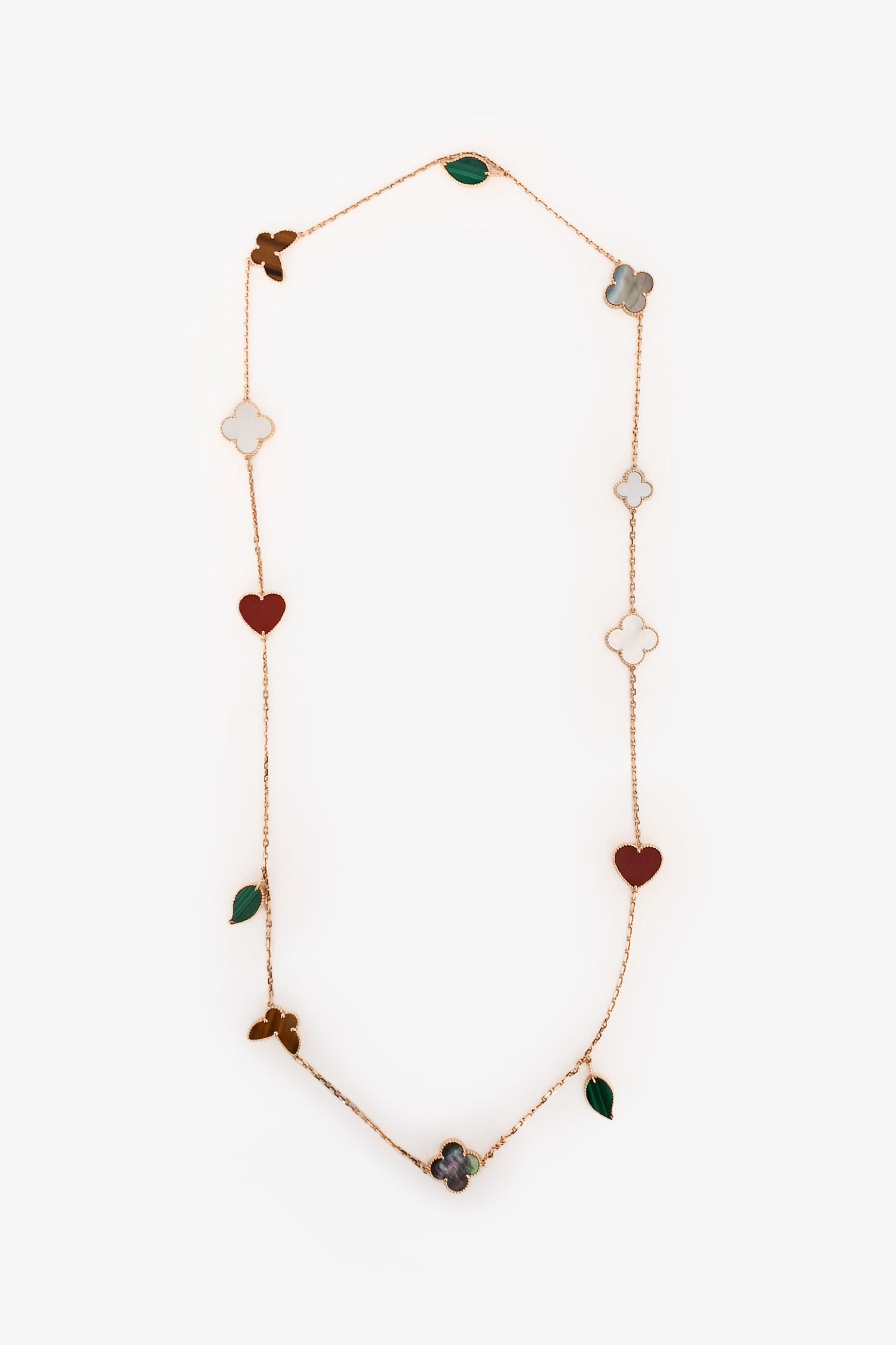 Van Cleef & Arpels 18K Yellow Gold Lucky Alhambra 12 Motifs Long Necklace