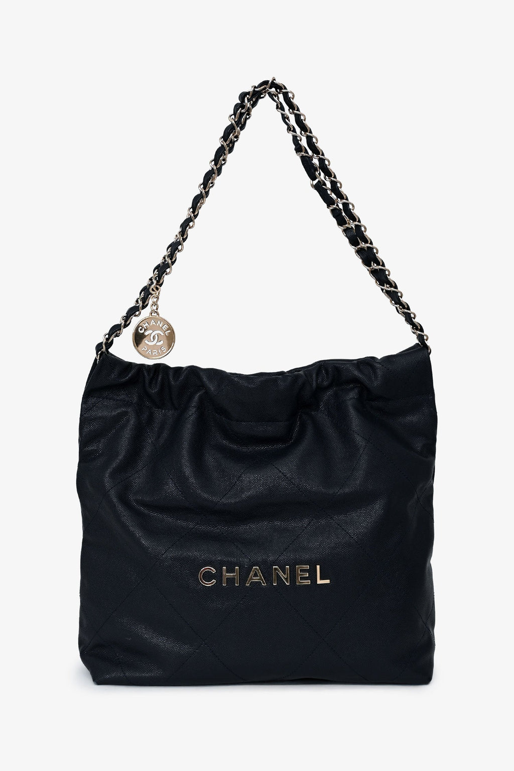 Pre-Loved Chanel™ Navy Caviar Leather 22 Small Hobo Shoulder Bag SHW