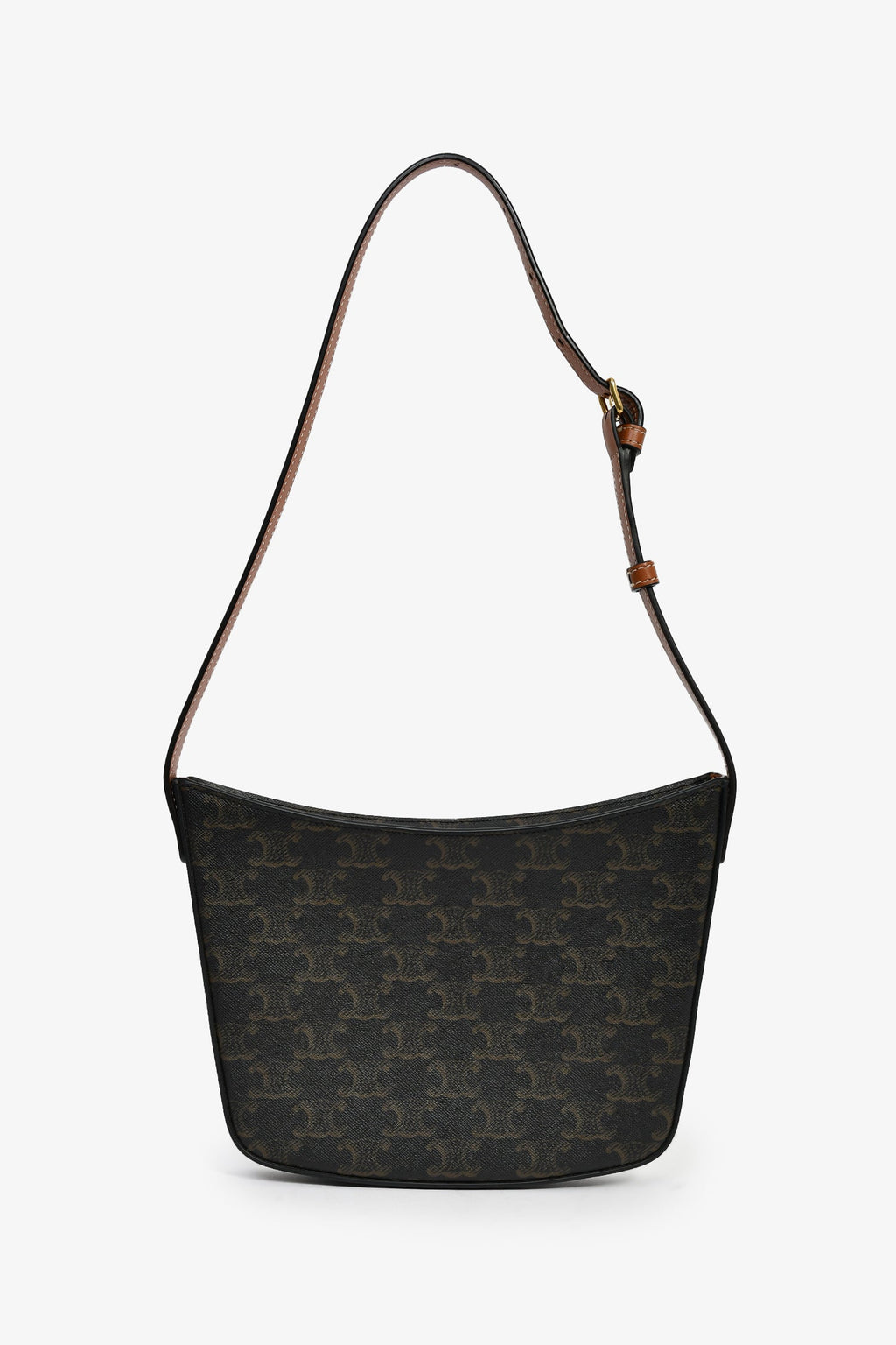 Celine Brown Canvas Triomphe Medium Croque Shoulder Bag