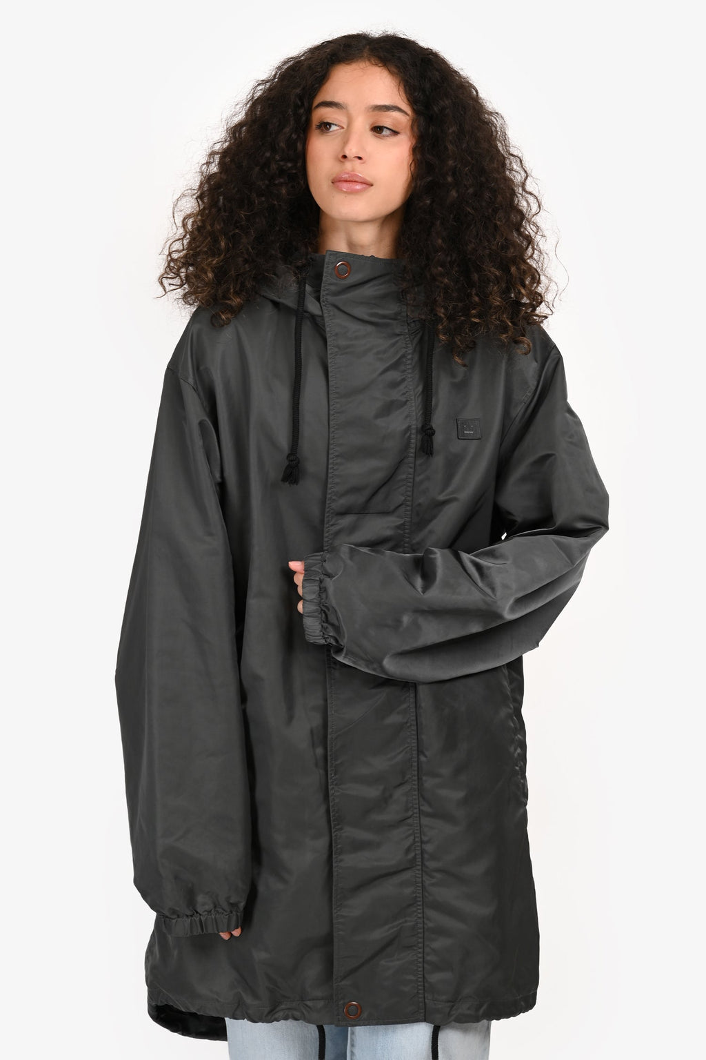 Acne Studios Grey Logo-Appliquéd Nylon Hooded Parka Size M