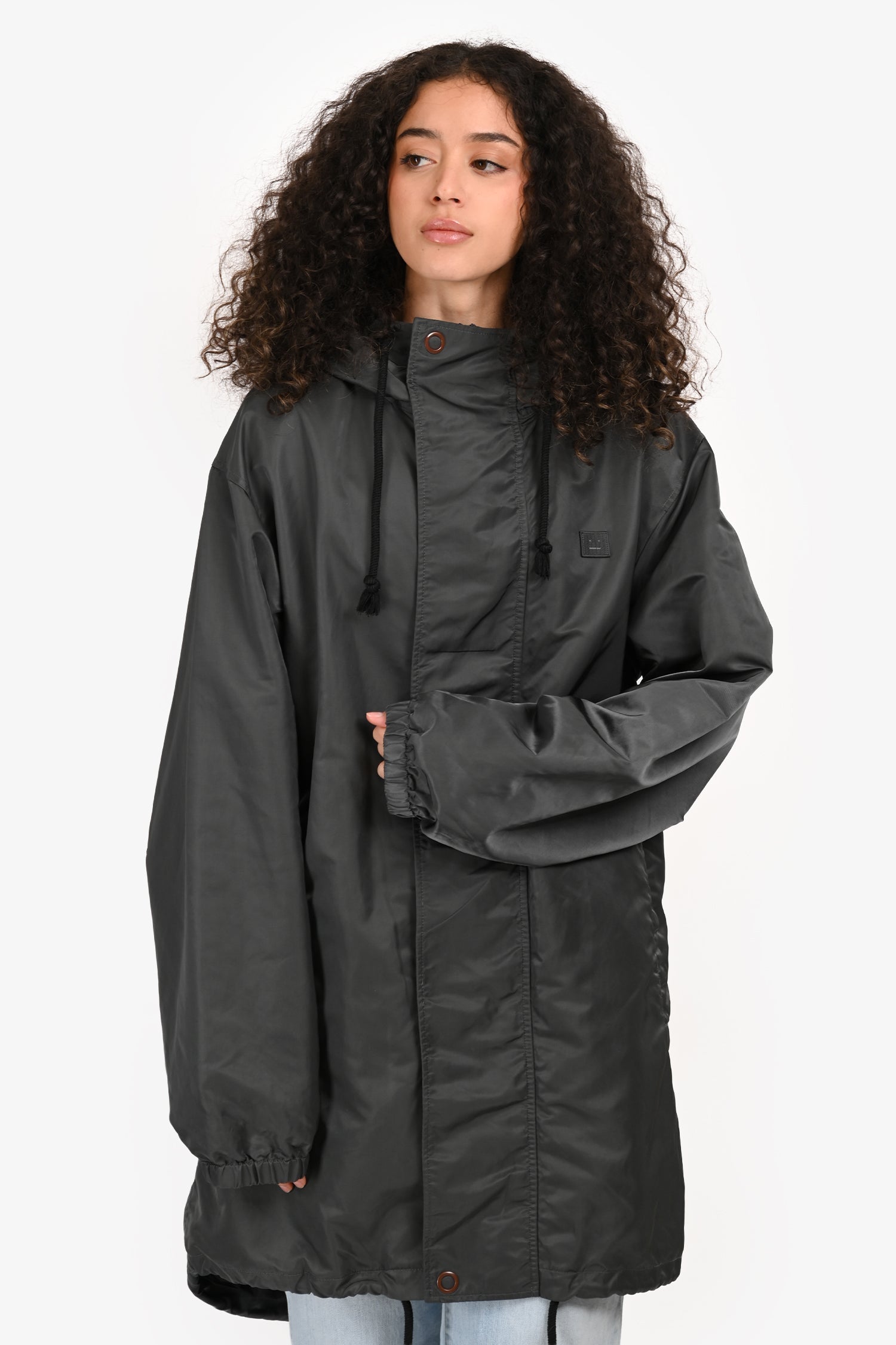 Acne Studios Grey Logo-Appliquéd Nylon Hooded Parka Size M