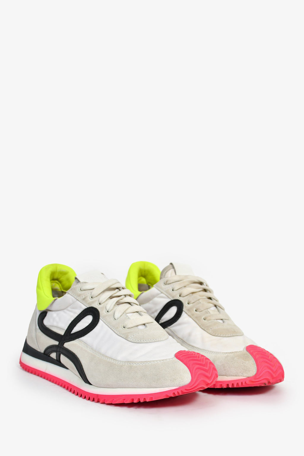 Loewe White/Neon Suede Flow Runner Sneaker Size 41