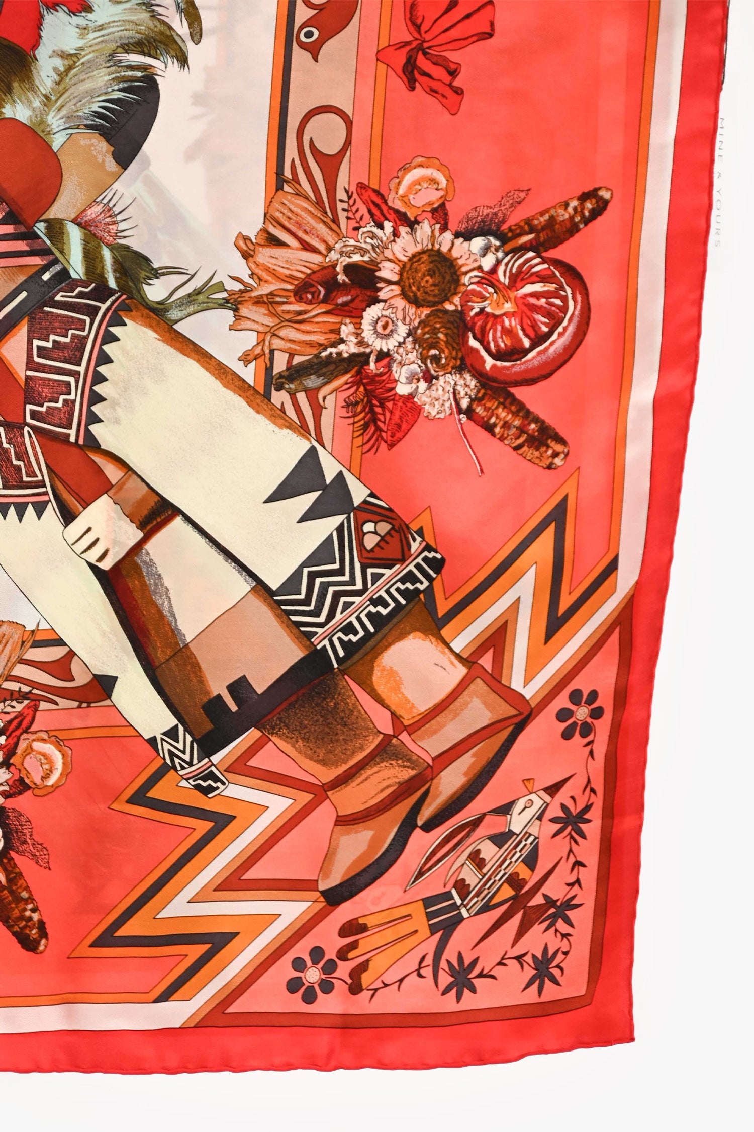 Hermès Red/Orange Silk 'Kachinas' Scarf 140
