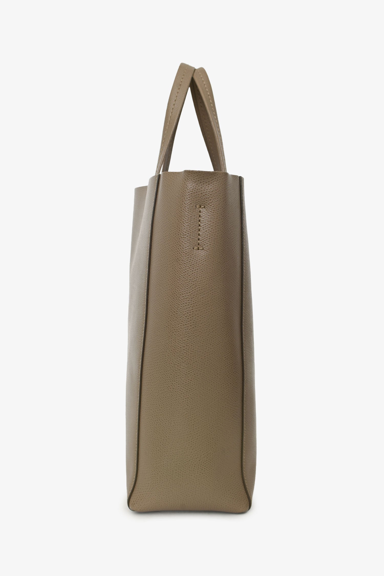Celine Taupe Grained Calfskin Vertical Small 'Cabas' Tote With Strap