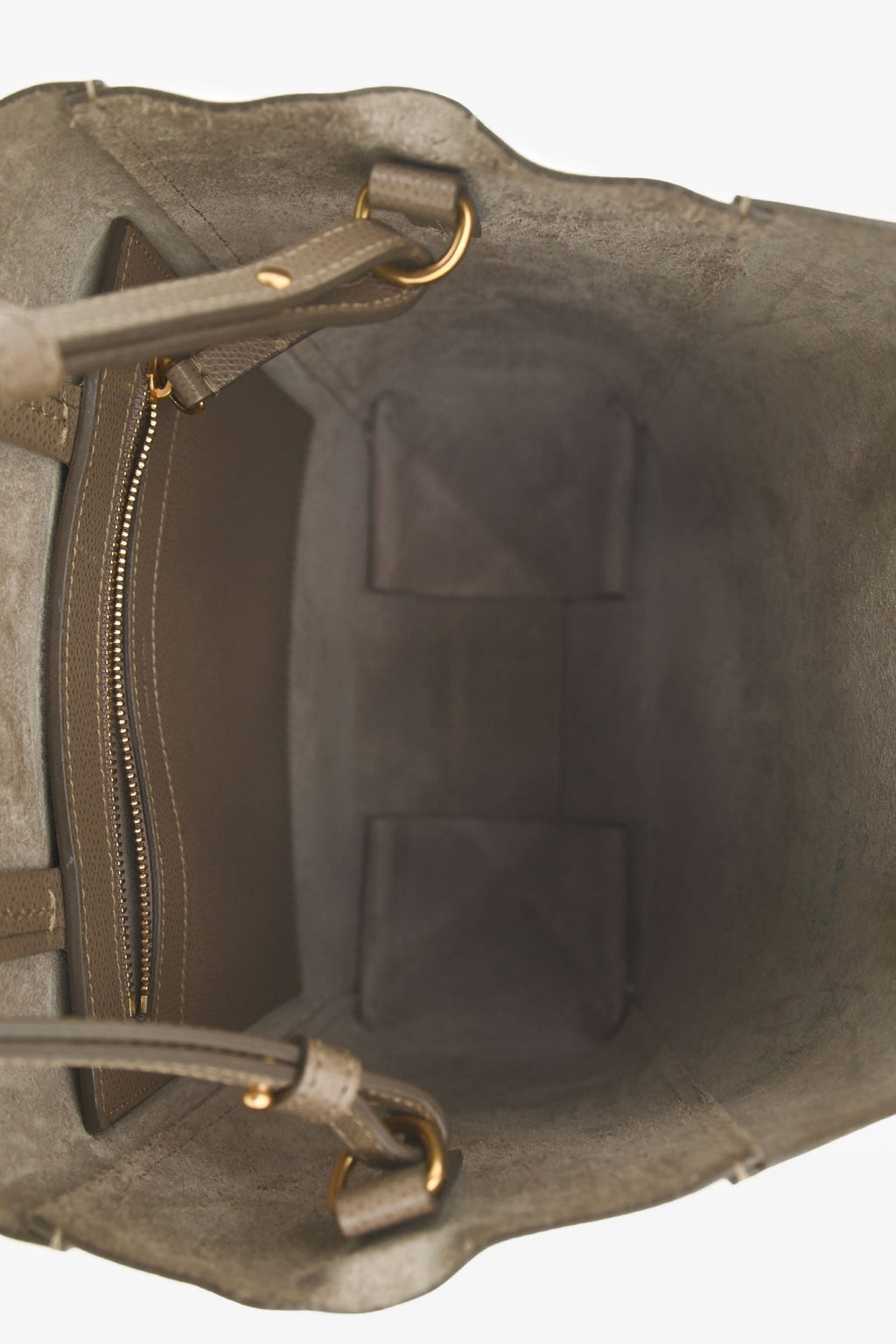 Celine Taupe Grained Calfskin Vertical Small 'Cabas' Tote With Strap