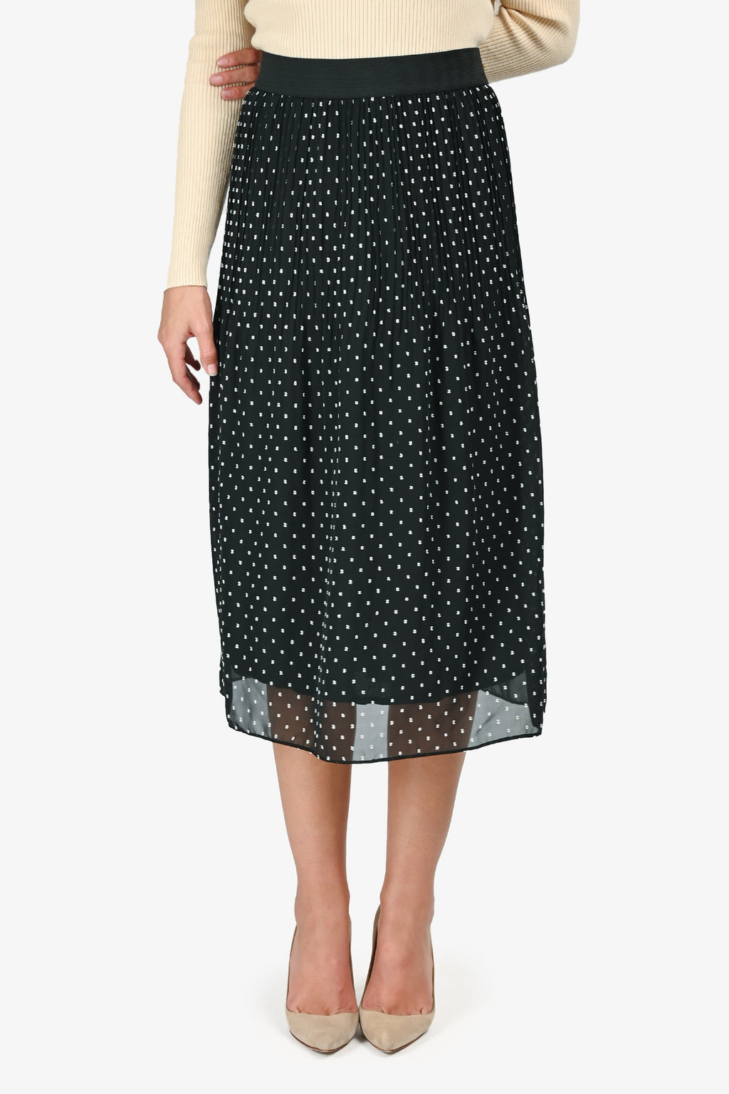 Maje Black/White Midi Pattern Skirt Estimated Size S