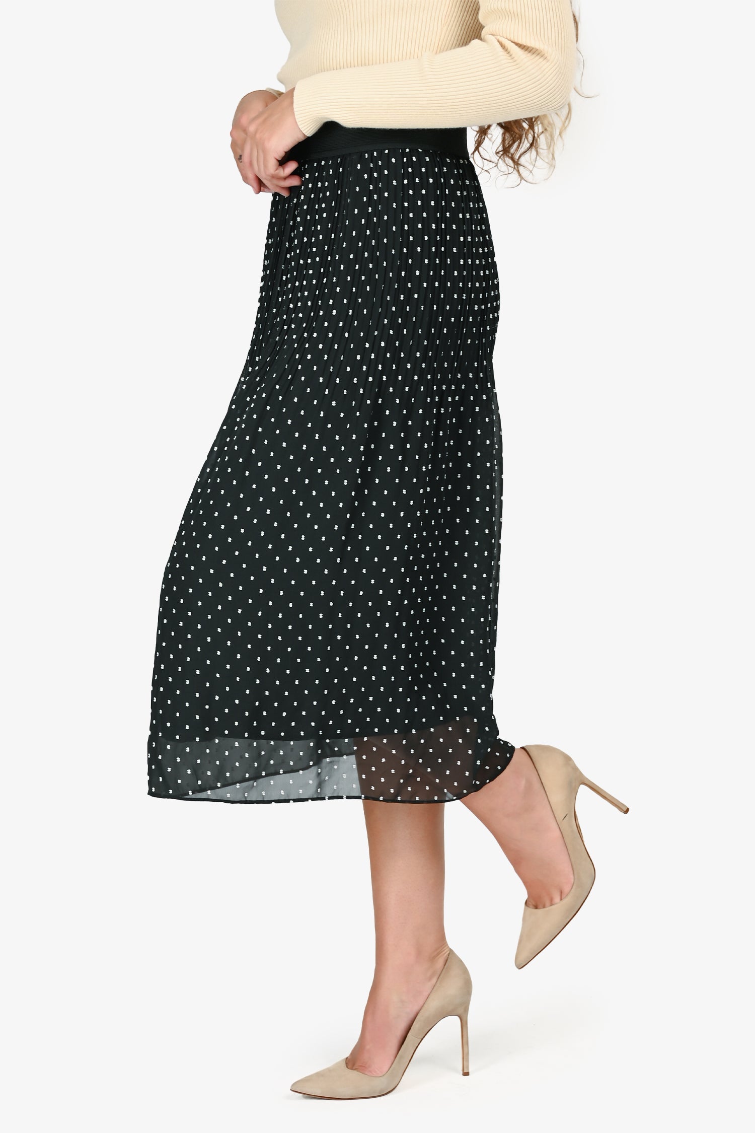 Maje Black/White Midi Pattern Skirt Estimated Size S