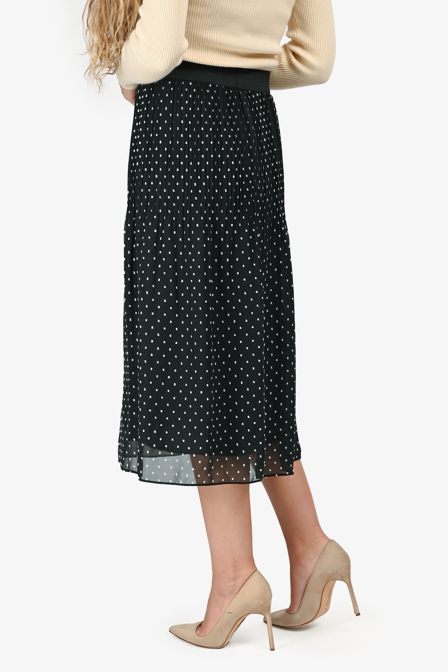 Maje Black/White Midi Pattern Skirt Estimated Size S